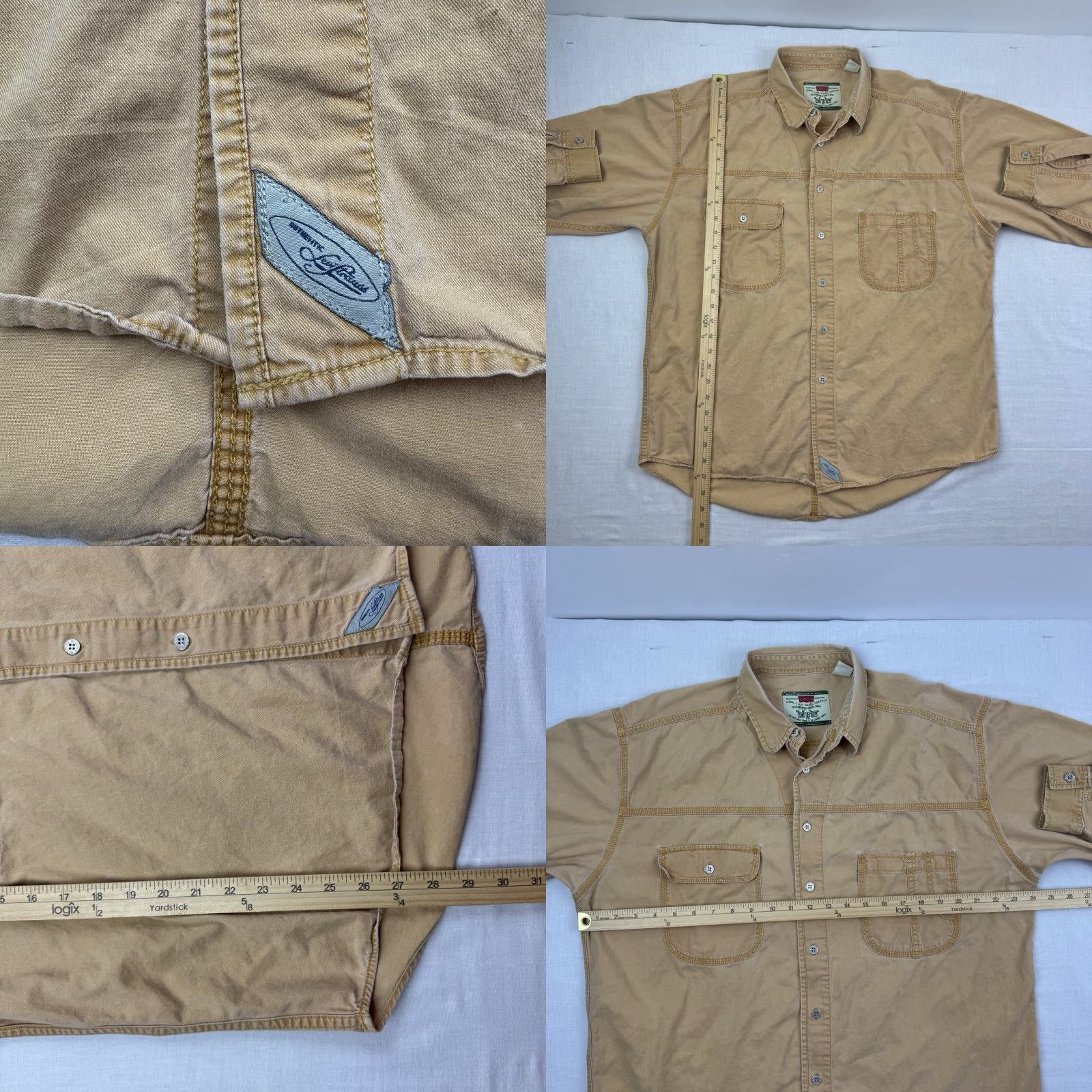 Levi's VINTAGE Levi's Button-Up Shirt Western Cowboy 90s Adult Large Beige Mens Shirt Regular 90s Cowboys Size US L / EU 52-54 / 3 - 8 Thumbnail