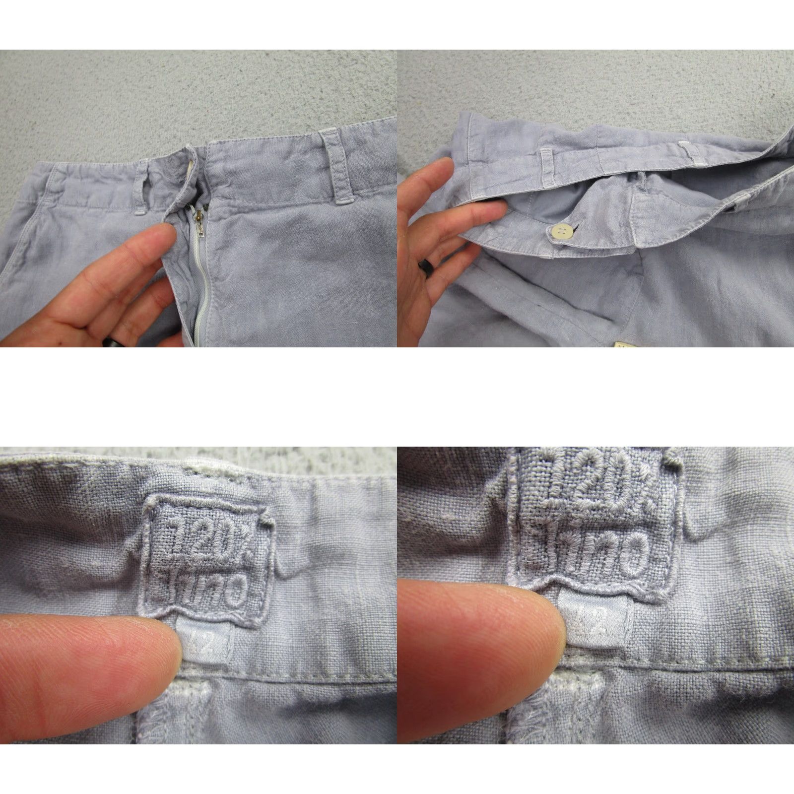 120% Lino 120% Lino Women's M Linen Cargo Pants Gray Straight Leg Casual Pockets Size 32" / US 10 / IT 46 - 8 Thumbnail