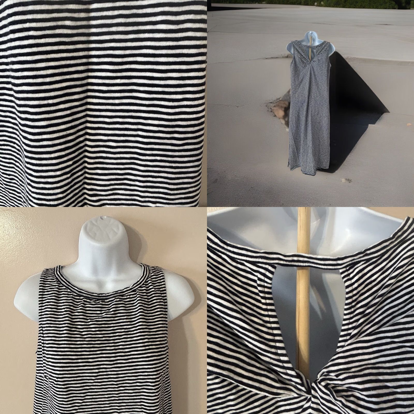 Talbots Talbots Sleeveless Maxi Dress Women M Navy Blue White Striped Keyhole Back Side Slits Pattern Multicolor Nautical Preppy 90s? Size M / US 6-8 / IT 42-44 - 10 Thumbnail