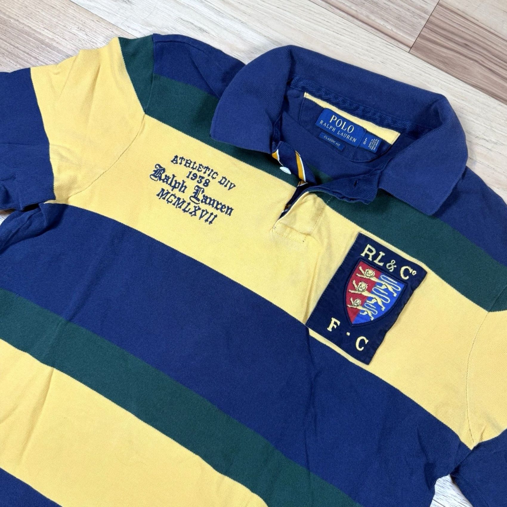 Ralph Lauren Ralph Lauren Polo Rugby Shirt Mens XL Striped Lion Crest Athletic Division Multicolor Shirt Men Size US XL / EU 56 / 4 - 2 Thumbnail