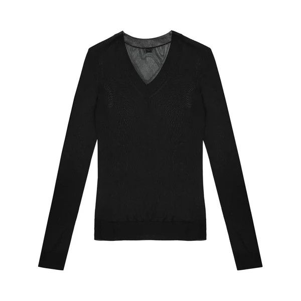 Saint Laurent Paris o1s1wg110924 Pull Loose Col V Degage Viscose Sweater Black Size M / US 6-8 / IT 42-44 - 2 Thumbnail