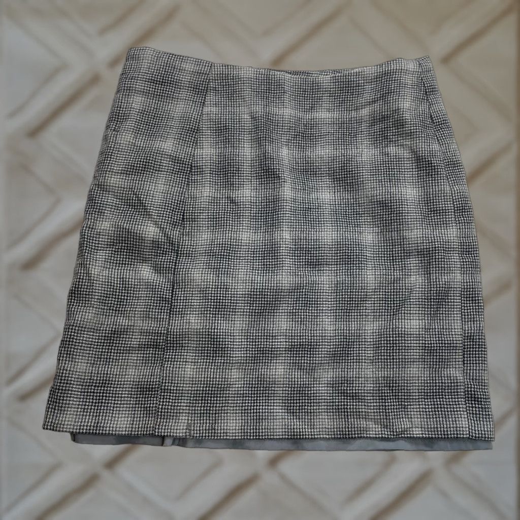 Banana Republic VINTAGE Banana Republic Skirt Womens 0 Mini Wool Houndstooth Brown Beige Zip Short Size 25" / US 0 / IT 36 - 1 Thumbnail