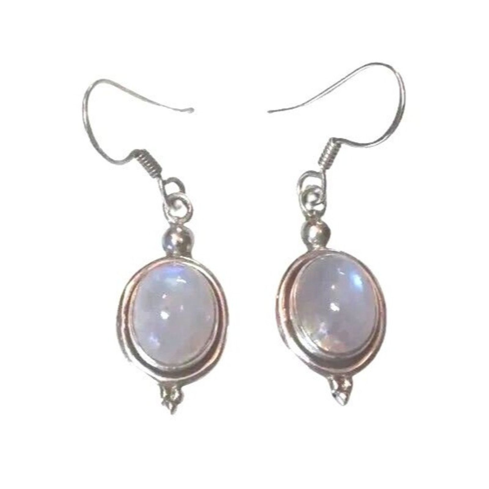 The Unbranded Brand Natural Rainbow Oval Moonstone Sterling Silver 925 Earrings Size ONE SIZE - 5 Thumbnail