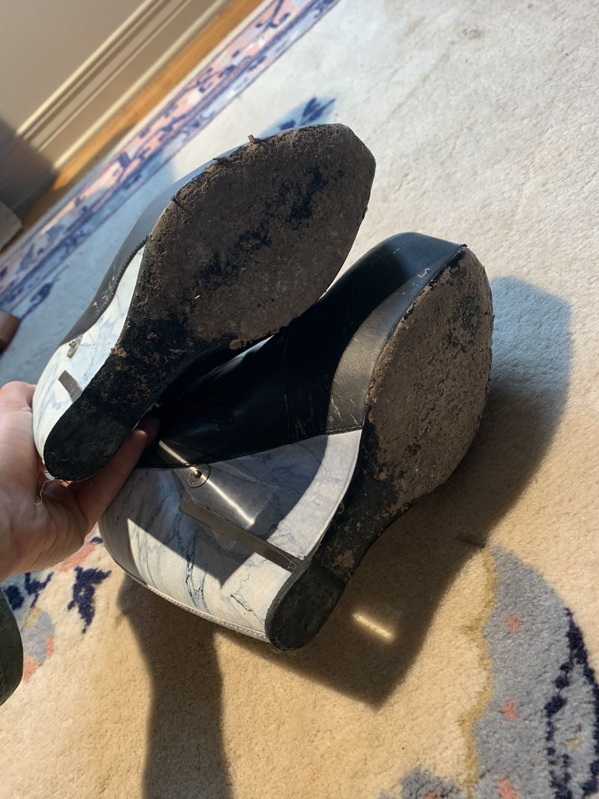 Kenzo 2.2K Kenzo (40/10us) marble print leather booties platforms Size US 10 / IT 40 - 6 Thumbnail