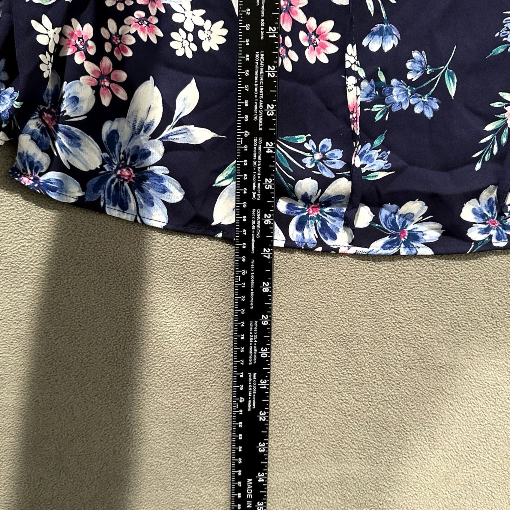 Vintage Counterparts Blouse Womens Blue Floral Print Split Neck Tunic 3/4 Sleeve Large Size L Size L / US 10 / IT 46 - 8 Thumbnail