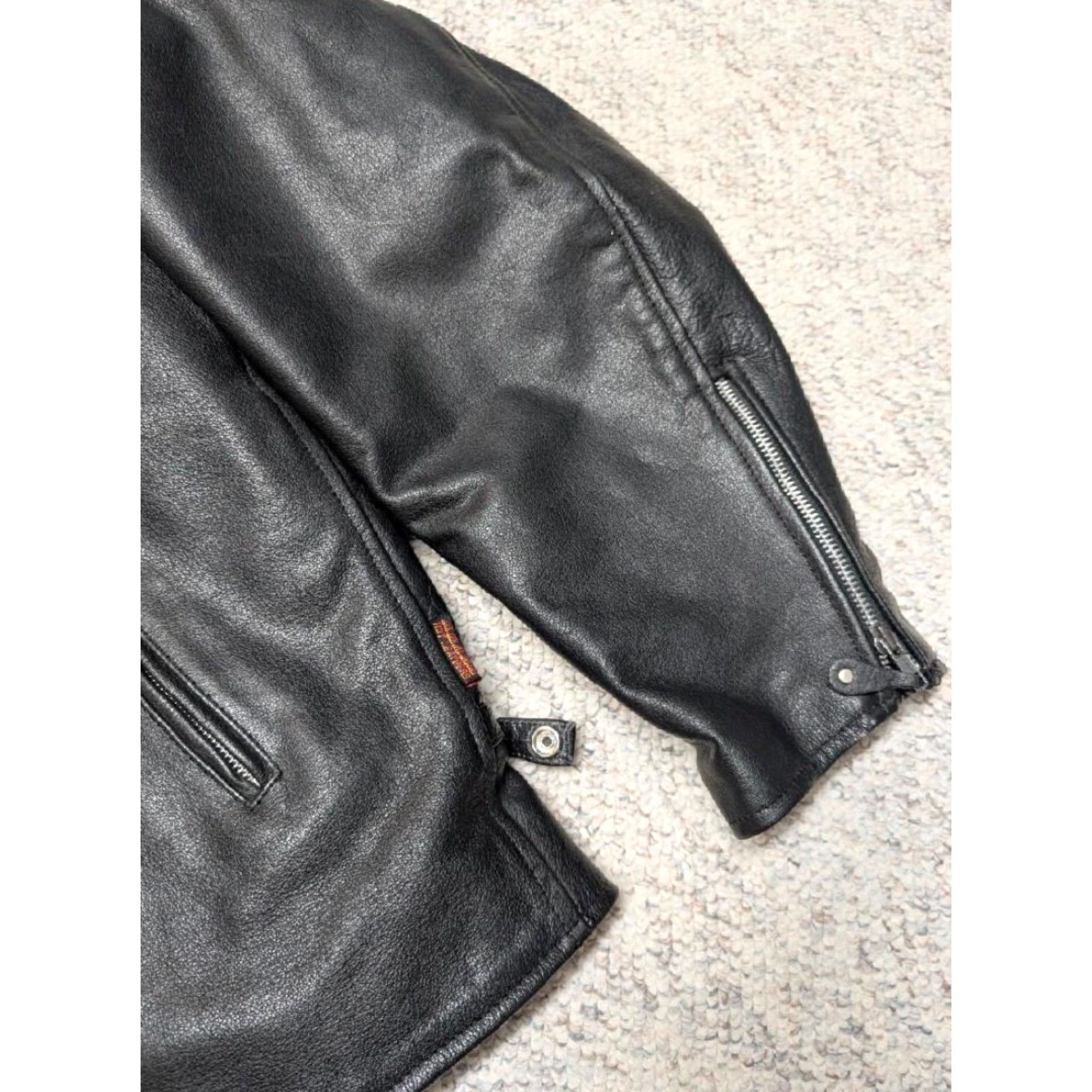 Vintage VINTAGE Hot Leathers motorcycle jacket 3XL Cafe-Racer Leather Jacket Mens Striped black gray 52 Cowhide 1990s Size US XXL / EU 58 / 5 - 7 Thumbnail