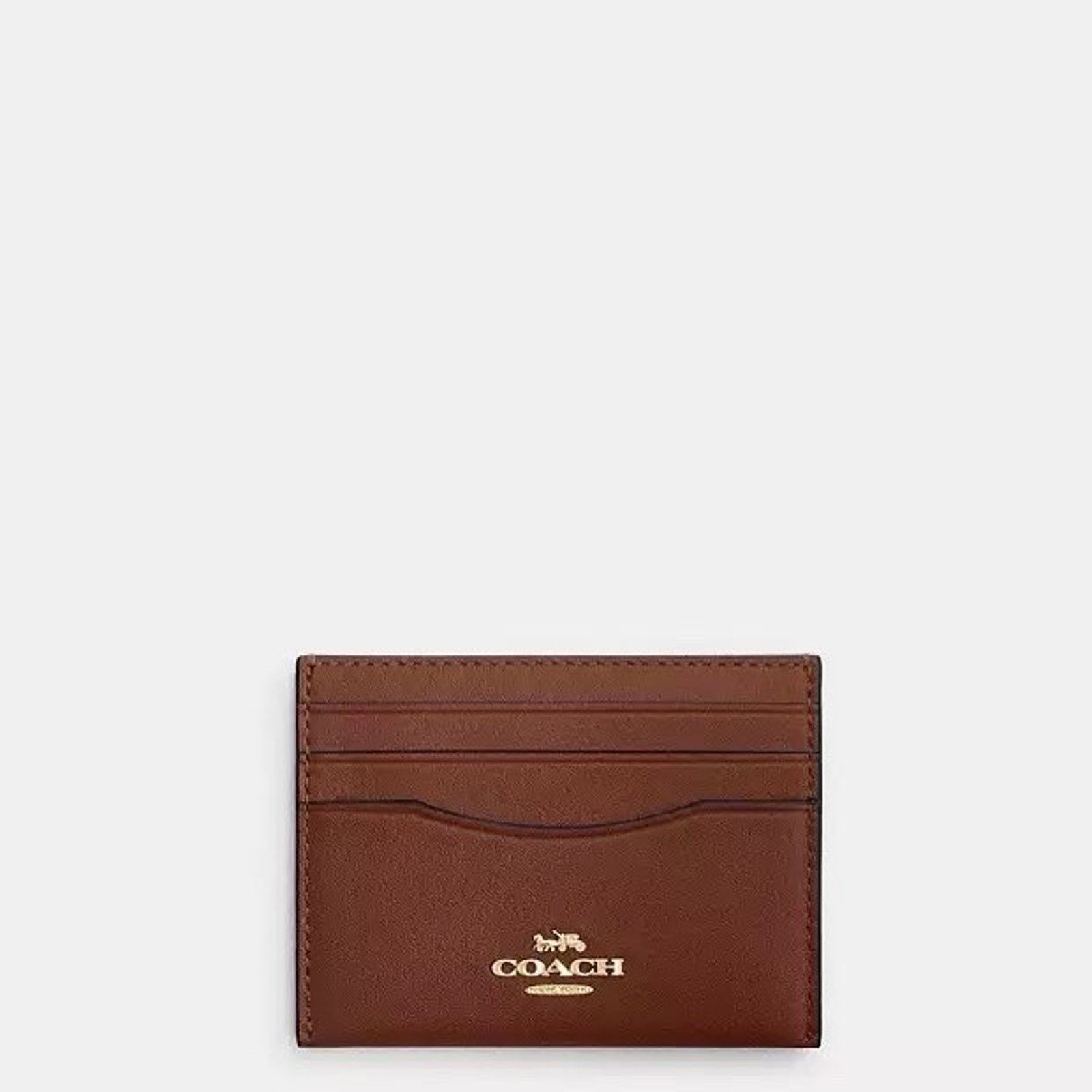 Coach NWT COACH ID Card Case Wallet Leather & Gold CAA88 Sable Size ONE SIZE - 5 Thumbnail