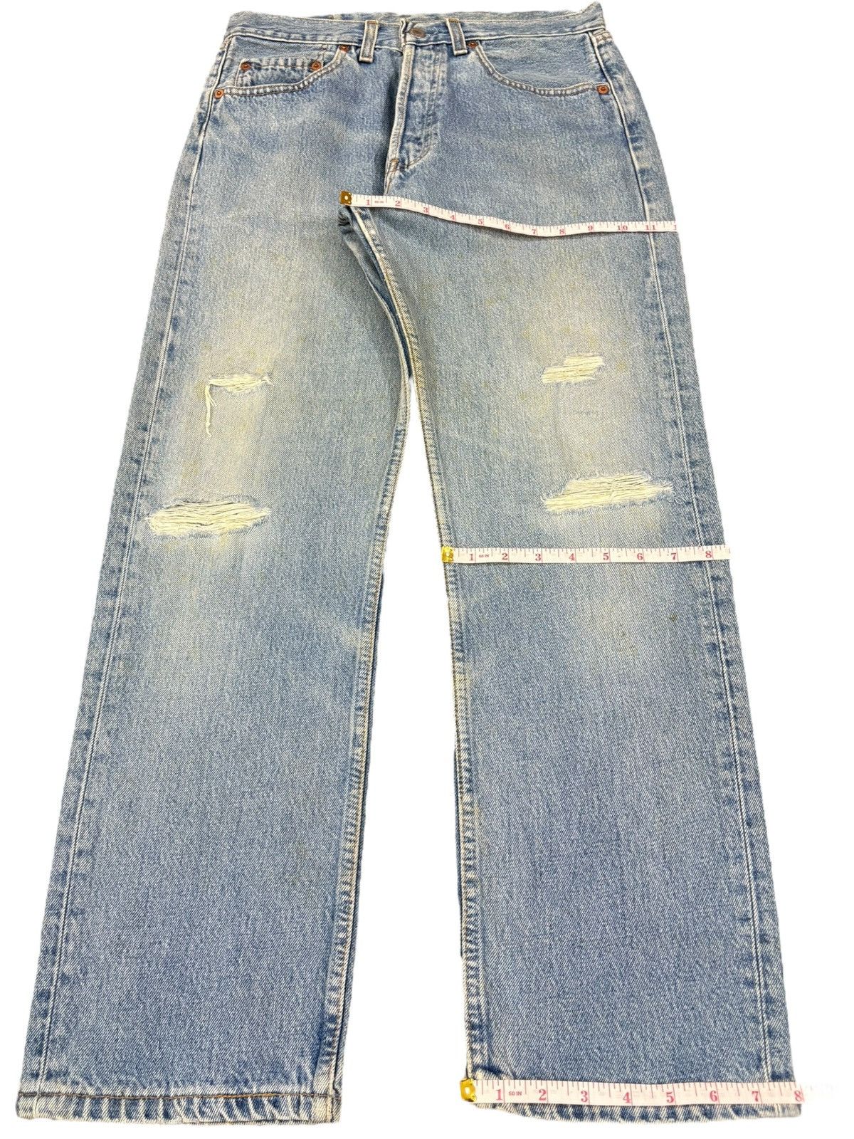 Levi's Vintage 90s Levis 501 Light Wash Distress Loose Baggy Jeans Size US 32 / EU 48 - 12 Thumbnail