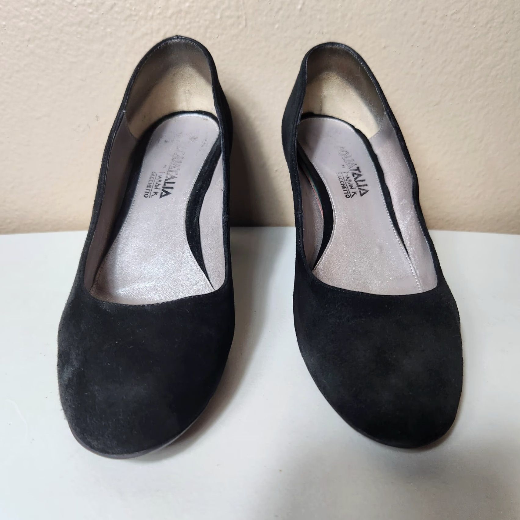 Aquatalia Aquatalia Black Suede Block Heel Pumps-Size 8 Womens Pump, Leather Lining, Leather Insole, Rubber Outsole, Slip On, High Heel Size US 8 / IT 38 - 3 Thumbnail