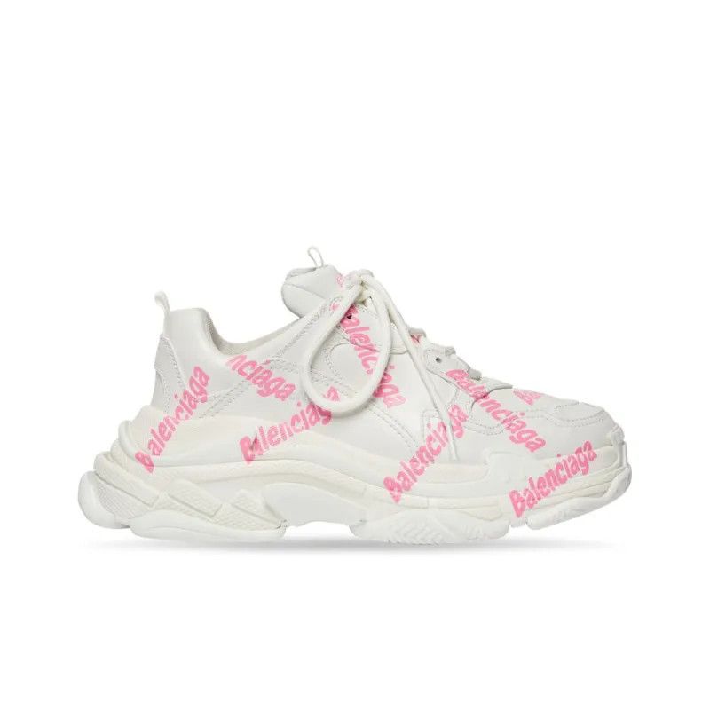 Balenciaga o1mt1gz1124 Triple S Logotype Sneakers in White/Pink Size US 8 / IT 38 - 1 Thumbnail