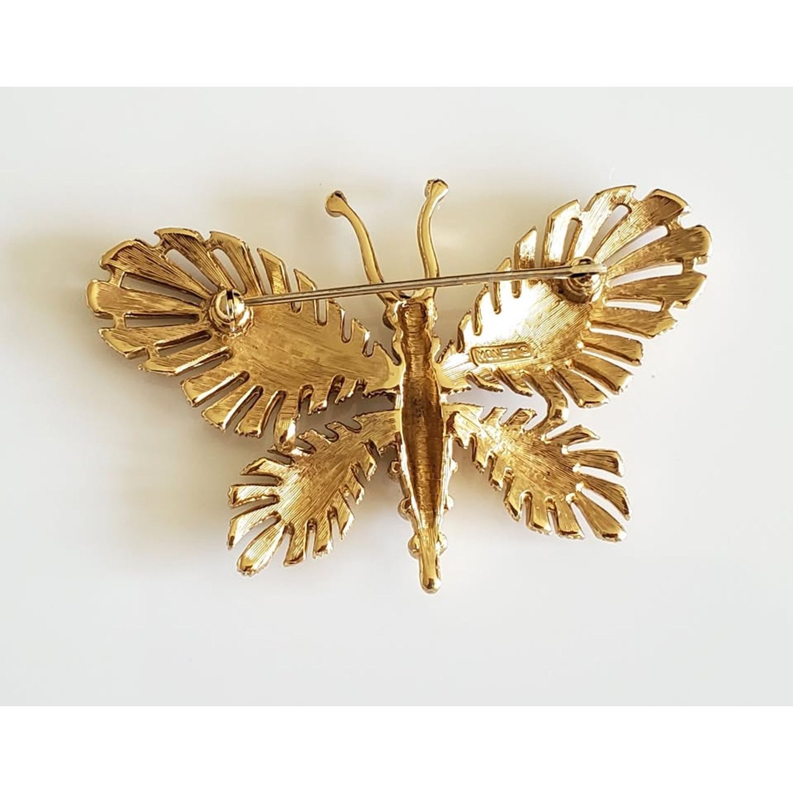 Monet Vintage Monet Signed Goldtone Metal Figural Butterfly Brooch Size ONE SIZE - 3 Thumbnail