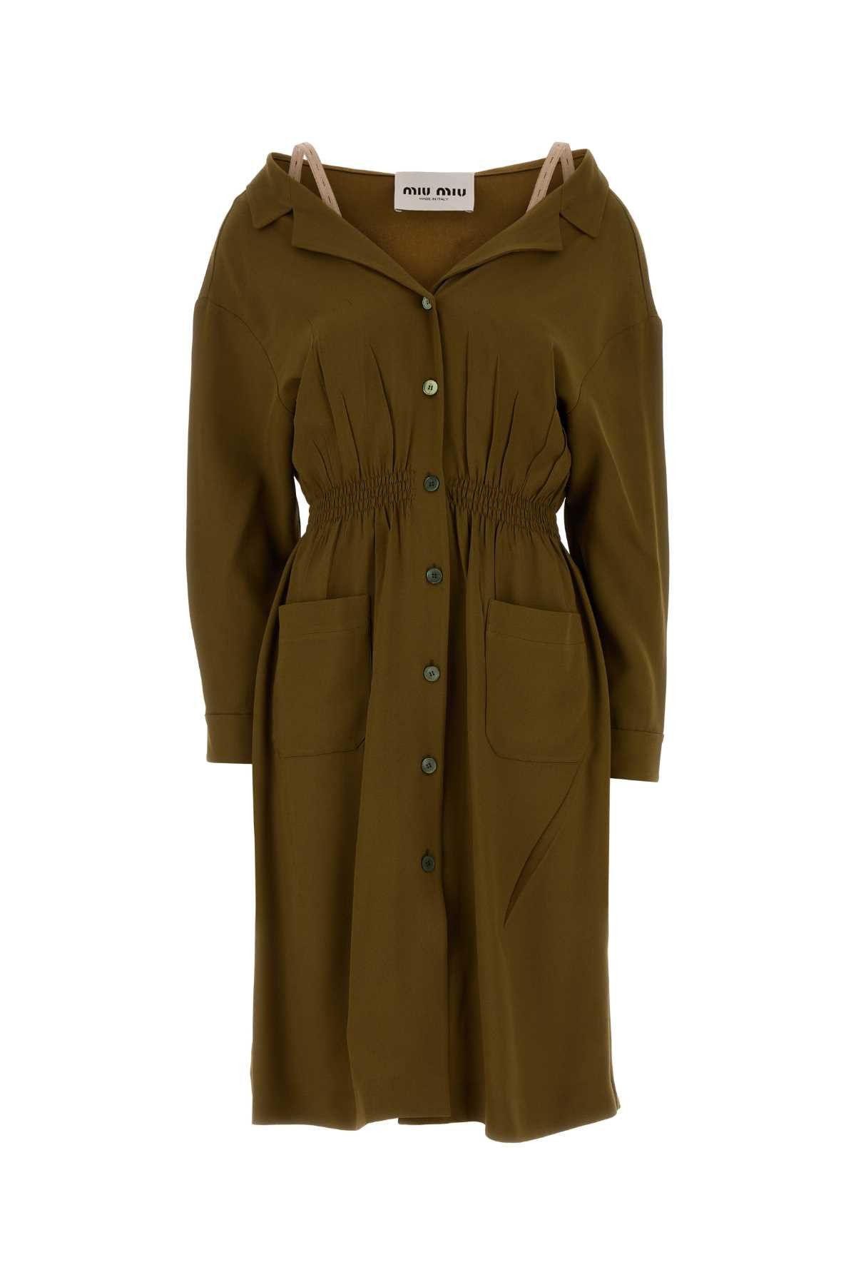 Miu Miu Olive Green Sable Dress Size M / US 6-8 / IT 42-44 - 1 Thumbnail