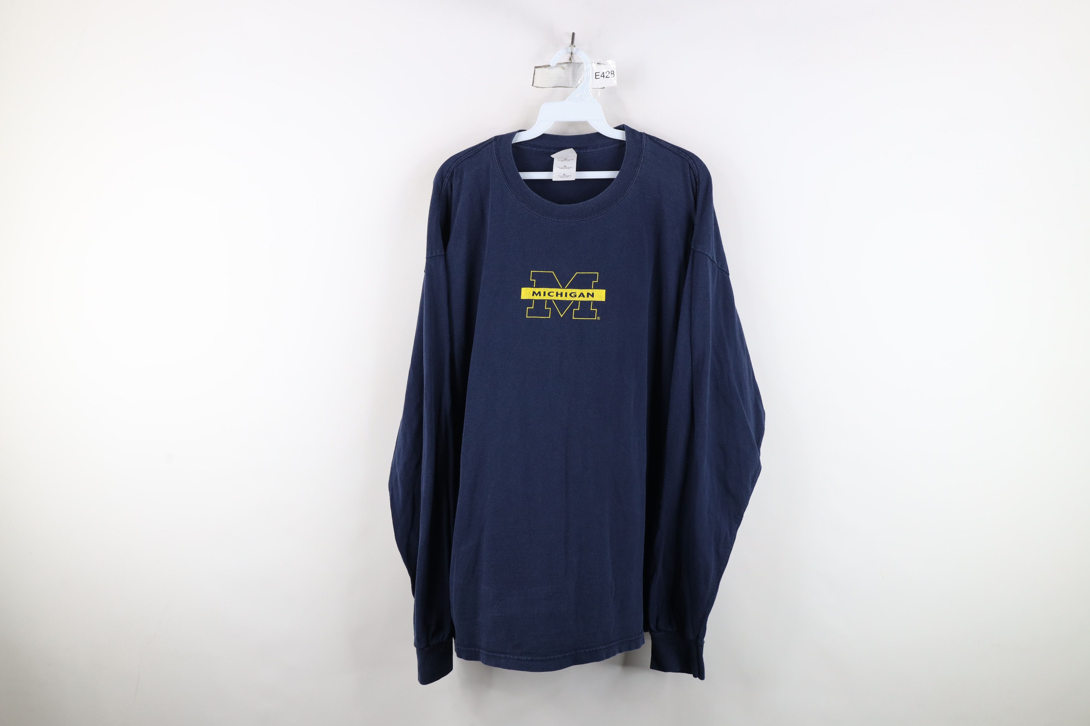 Vintage Vintage 90s University of Michigan Long Sleeve T-Shirt Blue Size US XL / EU 56 / 4 - 1 Thumbnail
