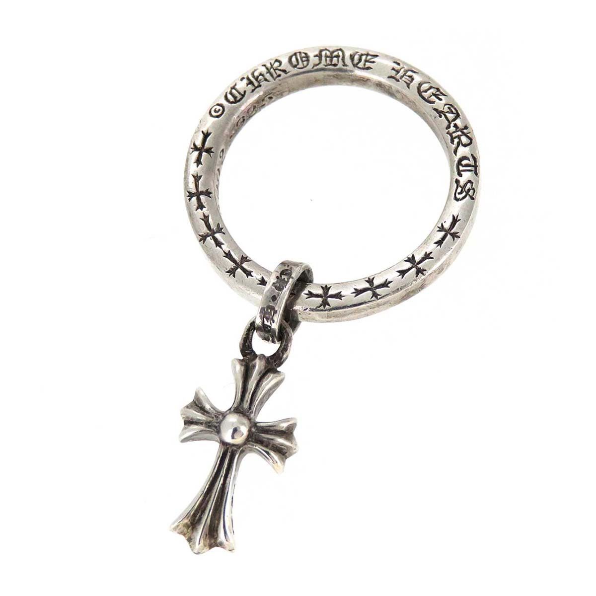 image of Chrome Hearts Silver Baby Fat Cross Charm Ring, Women's