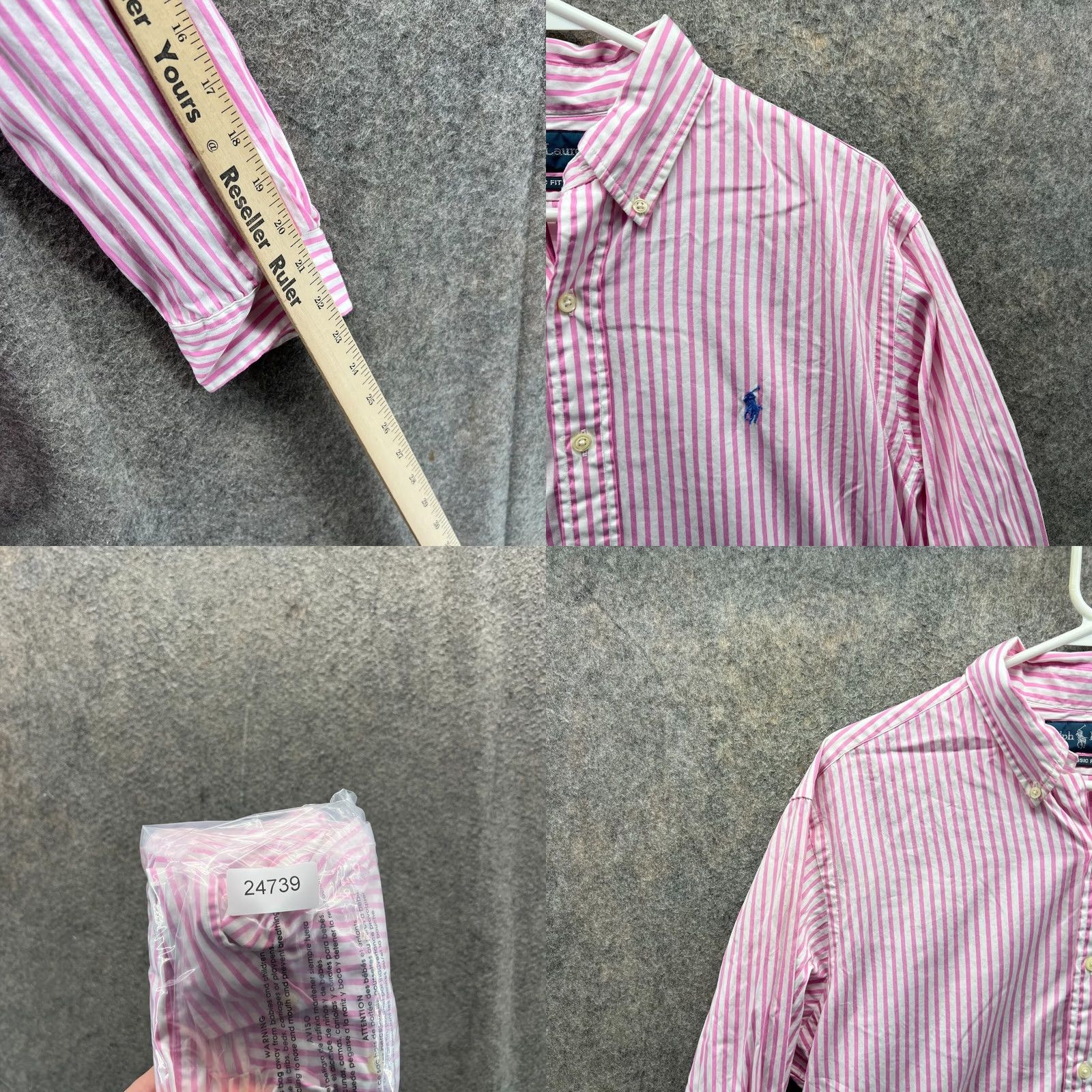 Ralph Lauren VINTAGE Ralph Lauren Shirt Men 16 32/33 Pink Striped Button-Down Polo Casual Business Formal Warmer All Seasons Womens, Mens Size US L / EU 52-54 / 3 - 8 Thumbnail