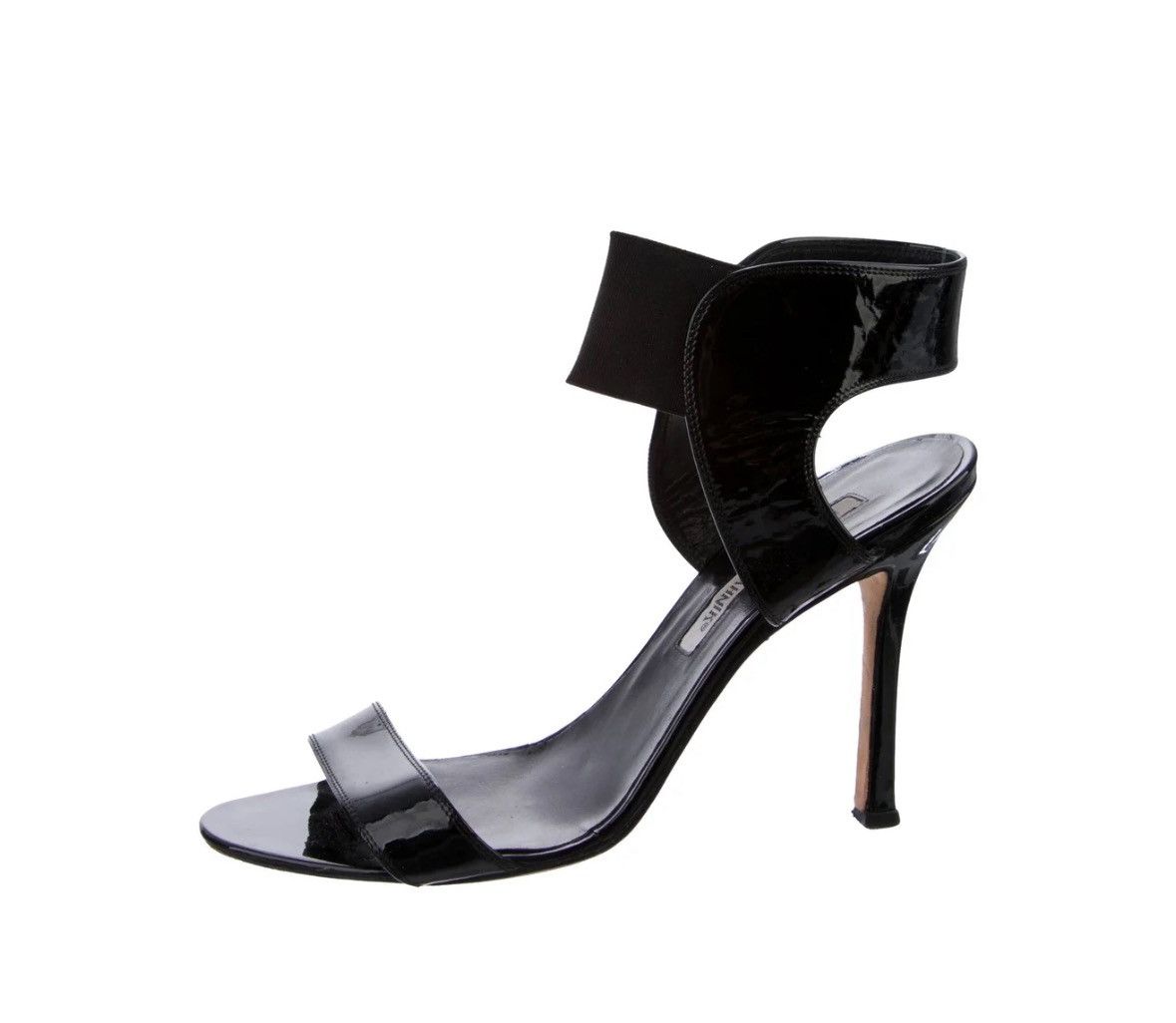 Manolo Blahnik EUC Auth Manolo Blahnik Patent Strap Heeled Sandals 37.5 Size US 7.5 / IT 37.5 - 1 Thumbnail
