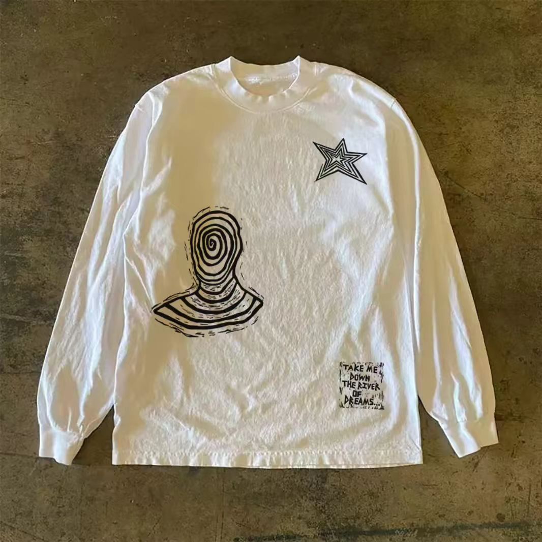 Vintage White washed retro fun hip-hop print long-sleeved t-shirt Size US M / EU 48-50 / 2 - 1 Thumbnail