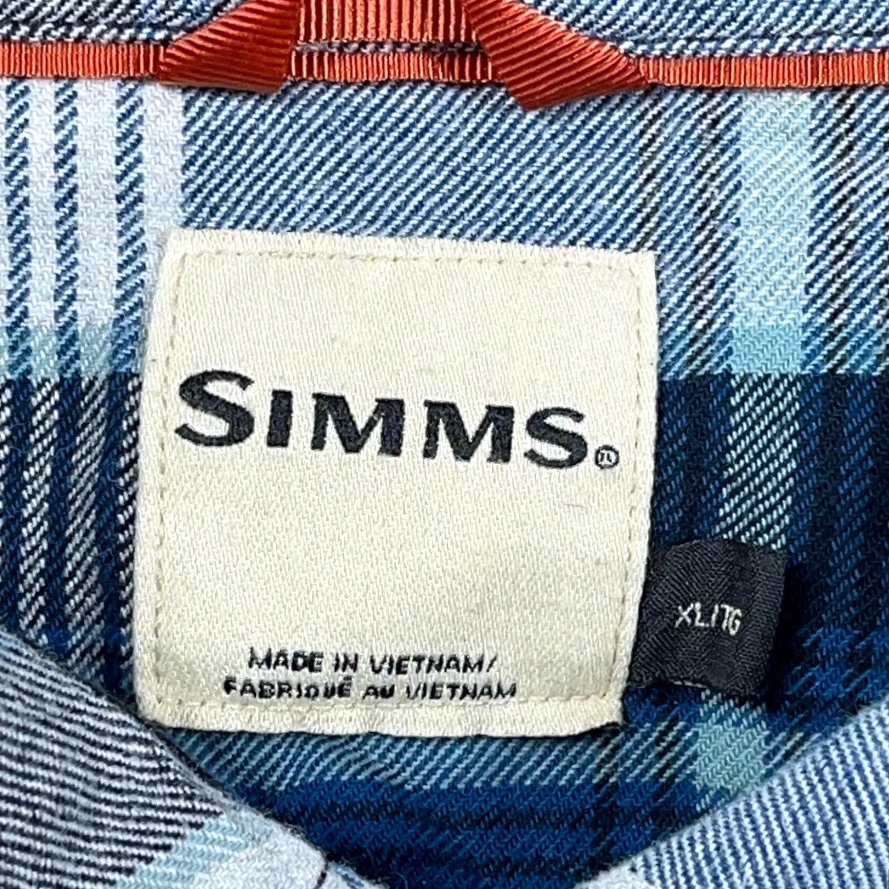 Vintage Simms Flannel Shirt Men XL Blue Plaid Button Up Fishing Gallatin Camp Hiking Size US XL / EU 56 / 4 - 3 Thumbnail
