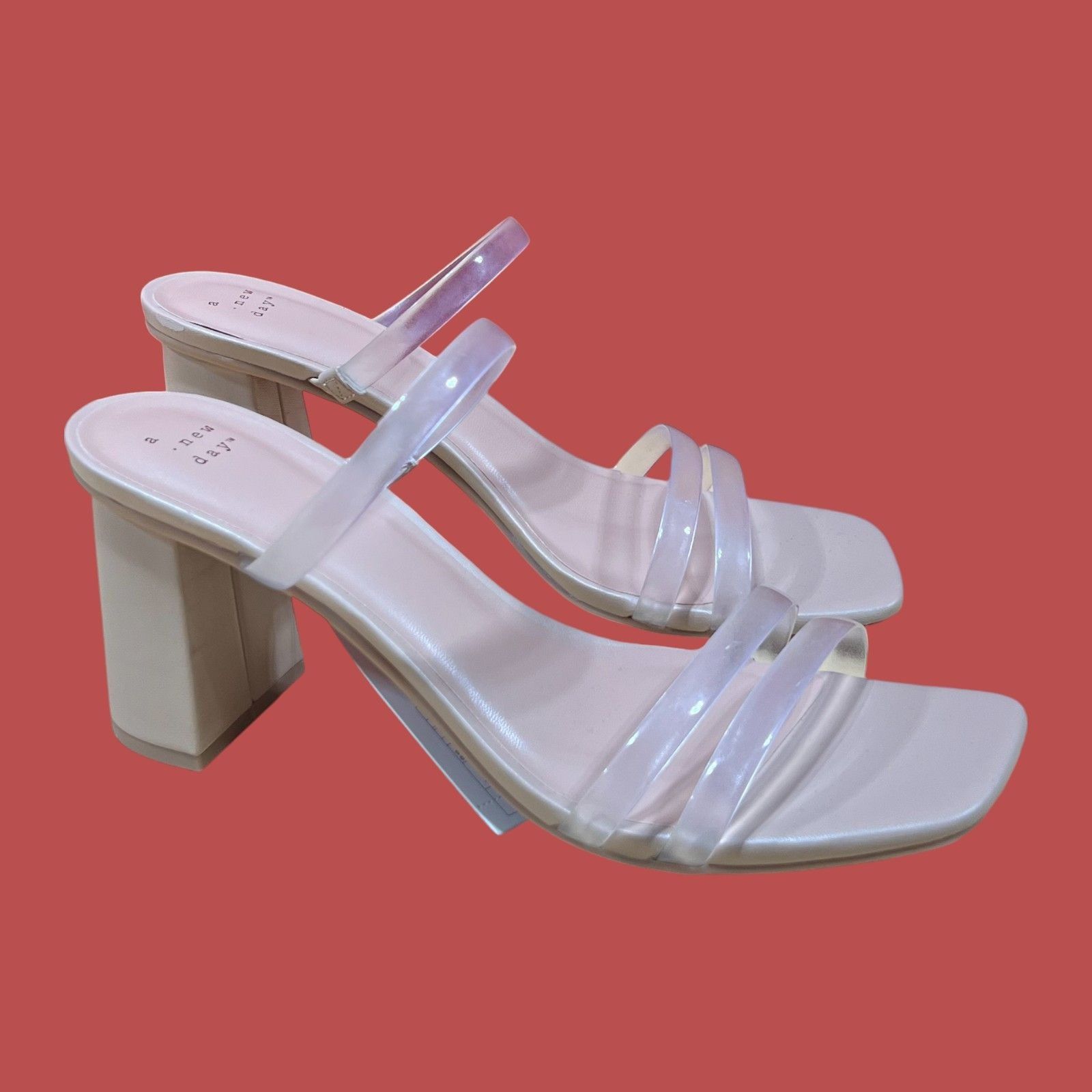 Other A New Day - Women's Stacy Mule Heels - Beige/Clear - 11 Size US 11 / IT 41 - 2 Thumbnail