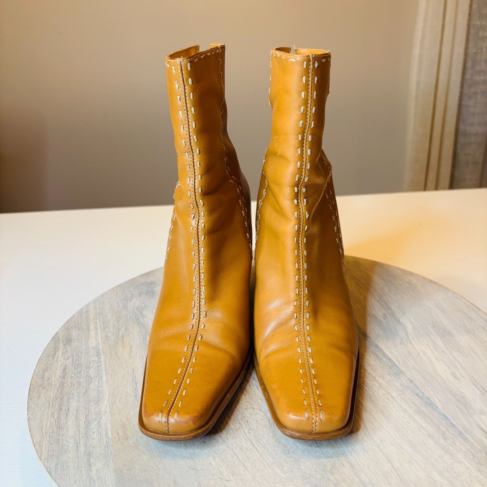 Diba True Diba Elko Tan Leather Wedge Boots 8.5 Made in Brazil Size US 8.5 / IT 38.5 - 4 Thumbnail