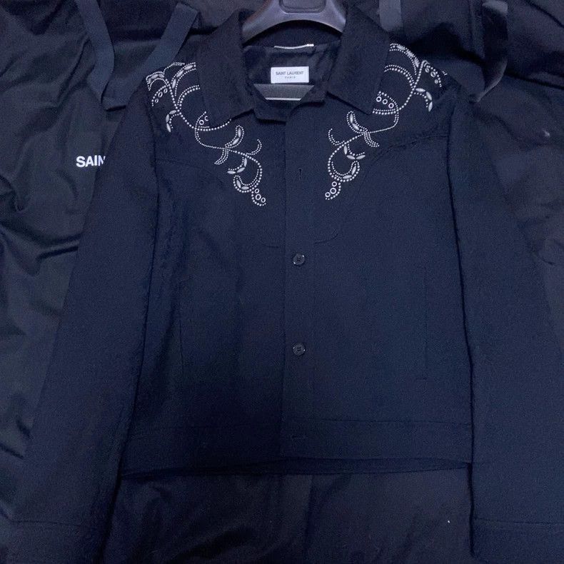 Saint Laurent Paris Saint Laurent Paris Saint Laurent Black Patterned Jacket-2 Size US L / EU 52-54 / 3 - 1 Thumbnail