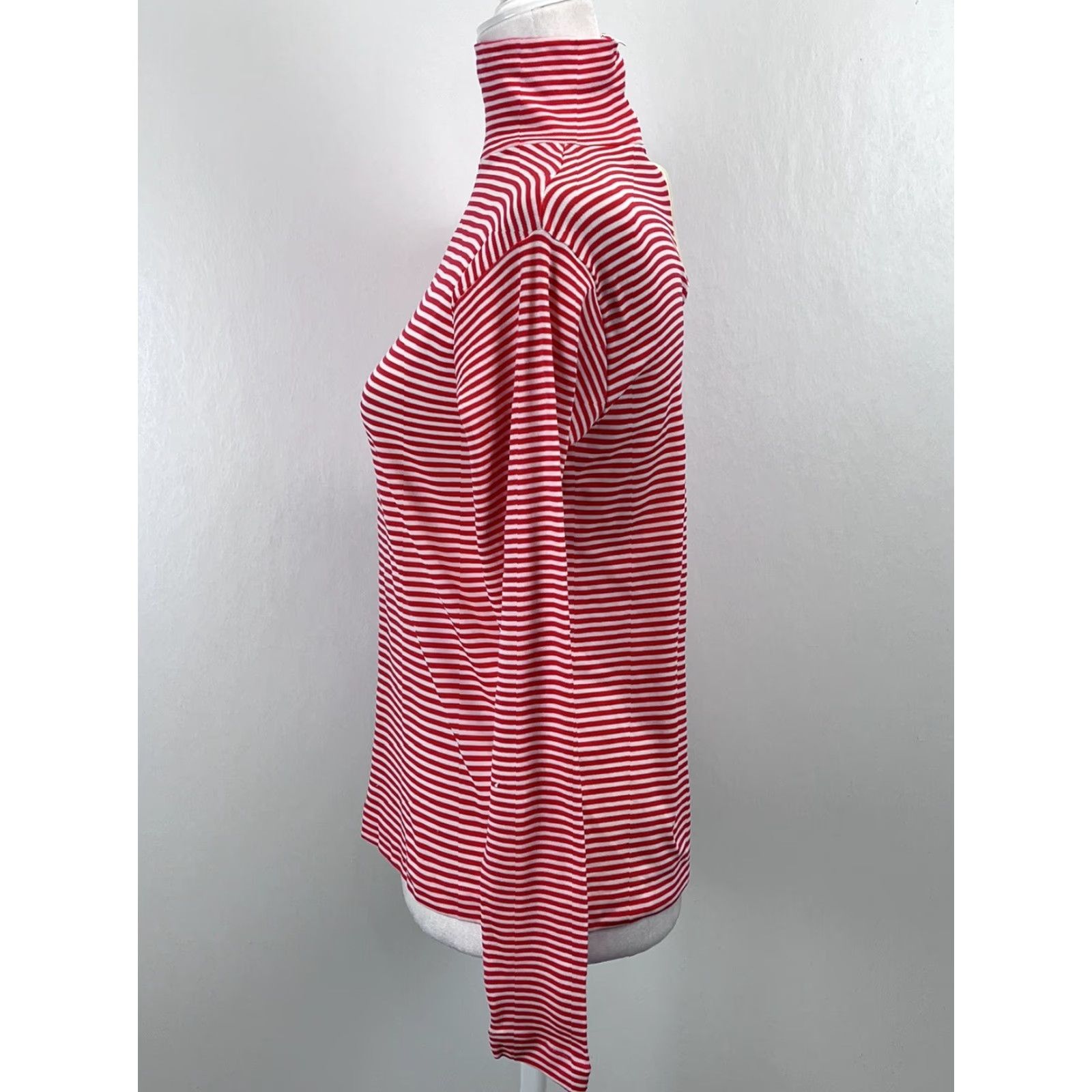 Vintage VINTAGE Miss Holly Turtleneck Shirt Womens, Striped, Nylon, Long Sleeve, Size L, Red/White, 70s, Stretch, Casual, Japan-made, Regular Fit Size L / US 10 / IT 46 - 2 Thumbnail