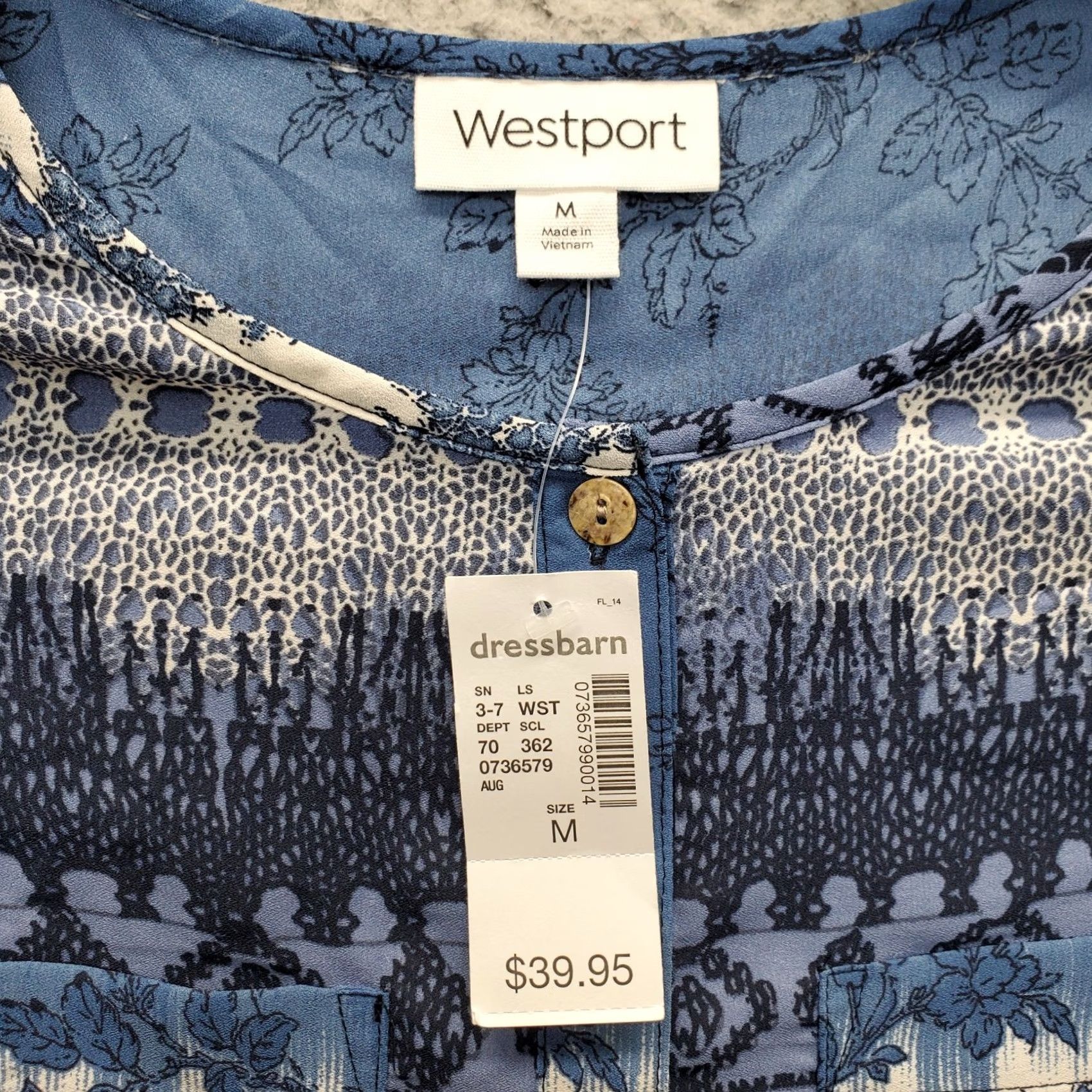 Vintage Westport Tunic Blouse Womens M Multi Pattern 3/4 Sleeve Round Neck Button Front Size M / US 6-8 / IT 42-44 - 4 Thumbnail