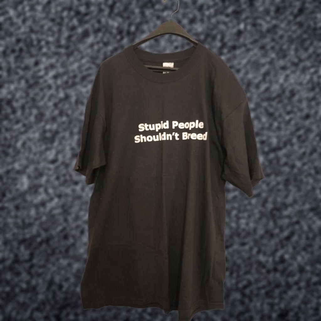Gildan VINTAGE Gildan Men's T-Shirt XL Funny "Stupid People Shouldn't Breed" Crew Neck Short Sleeve Black Cotton 2000s Size US XL / EU 56 / 4 - 1 Thumbnail