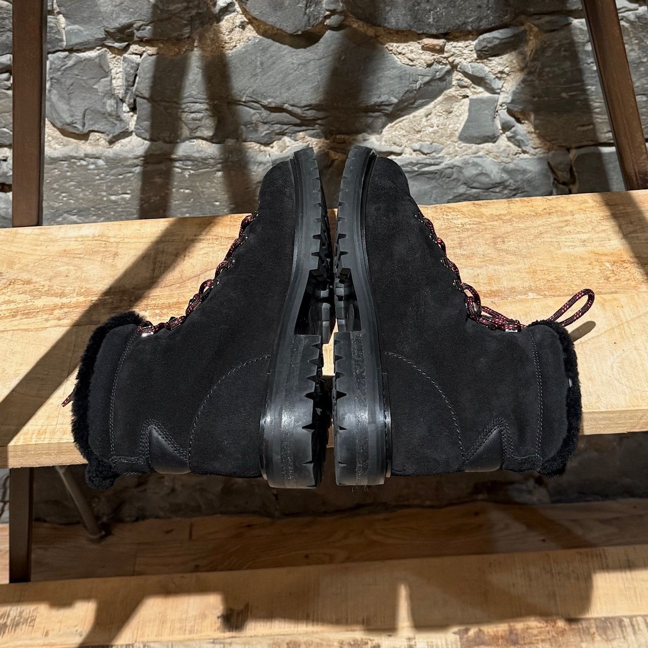 Valentino Valentino Black Suede Shearling Lined Winter Hiking Boots Size US 11 / IT 41 - 9 Thumbnail