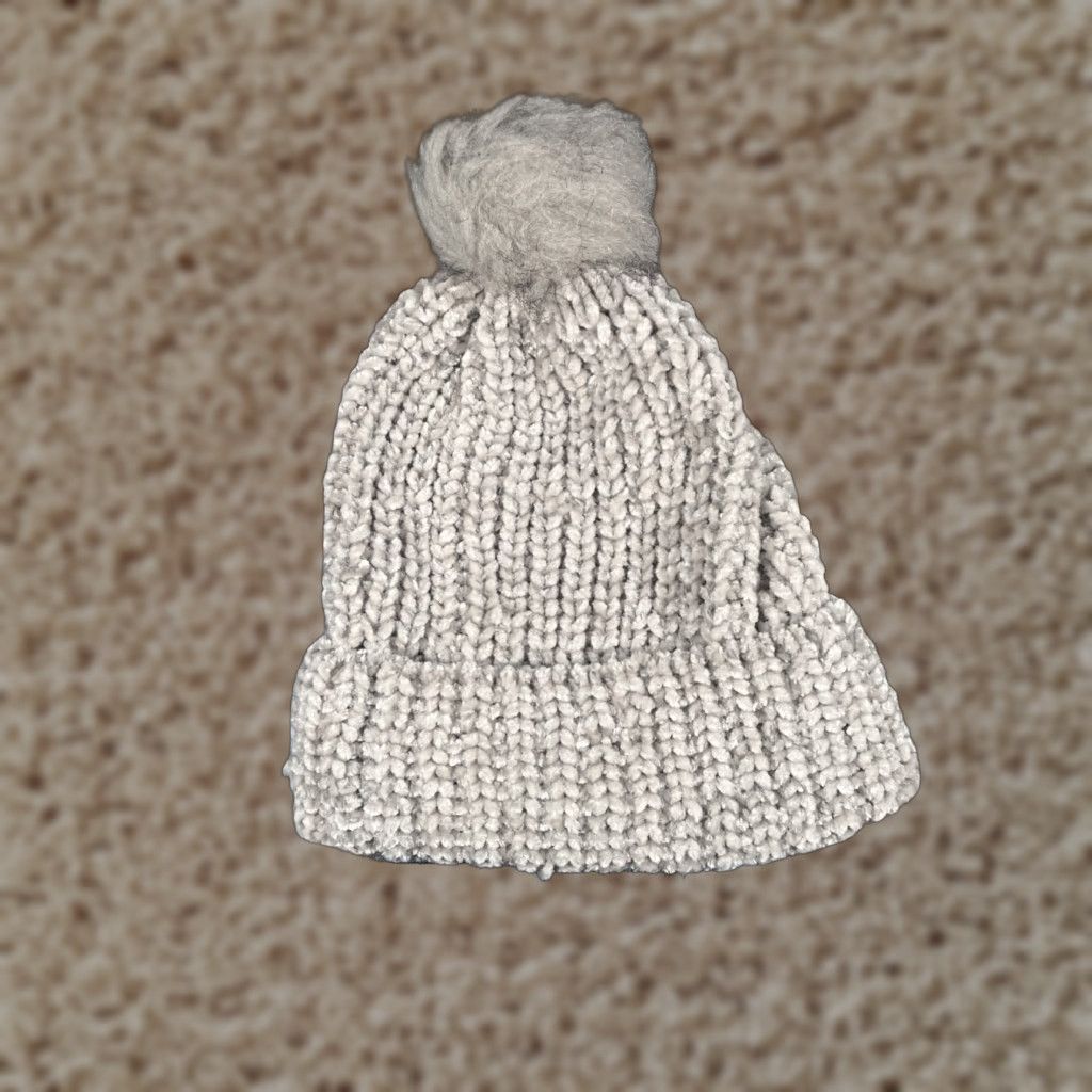 Vintage Jules Kae Beanie Toque Womens One Size Gray Knit Acrylic Polyester Faux Fur Pom Beanie Size ONE SIZE - 1 Thumbnail