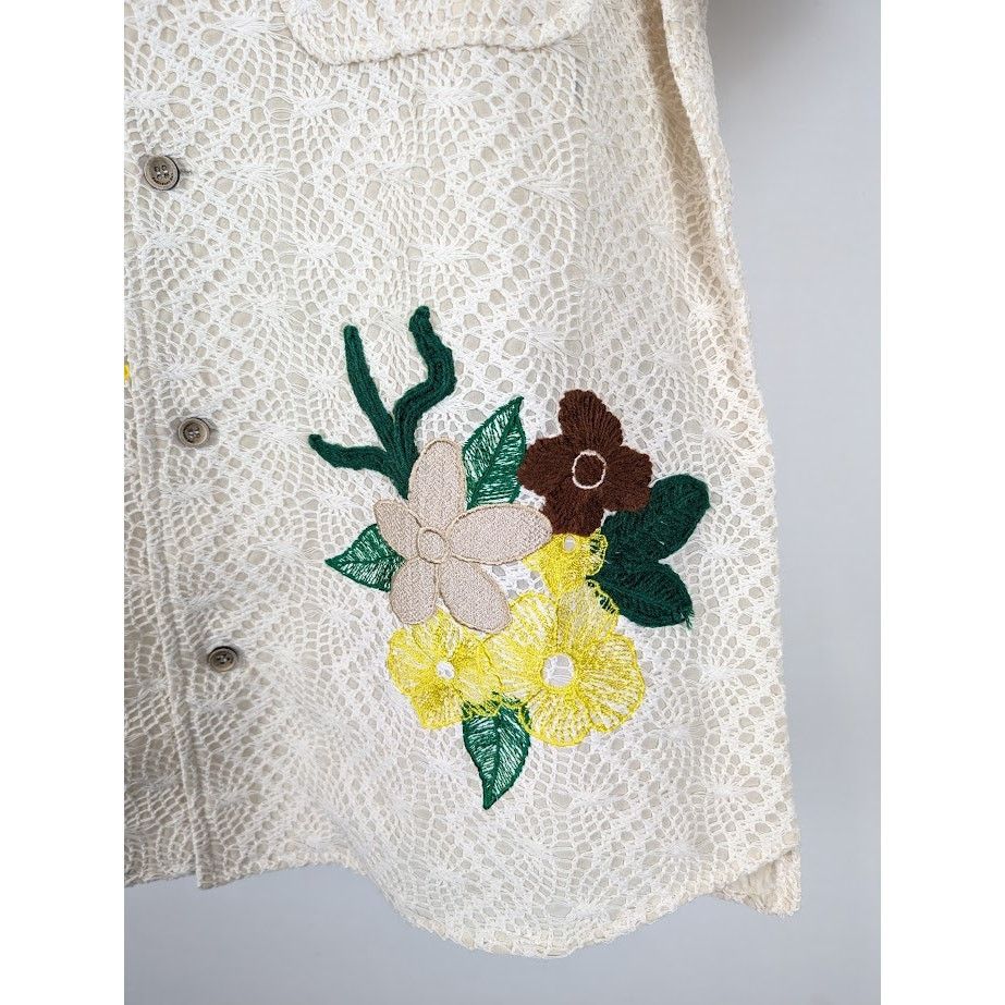 Andersson Bell o1rshd1 Flower Embroidery Open Collar Shirt in White Size US M / EU 48-50 / 2 - 8 Thumbnail