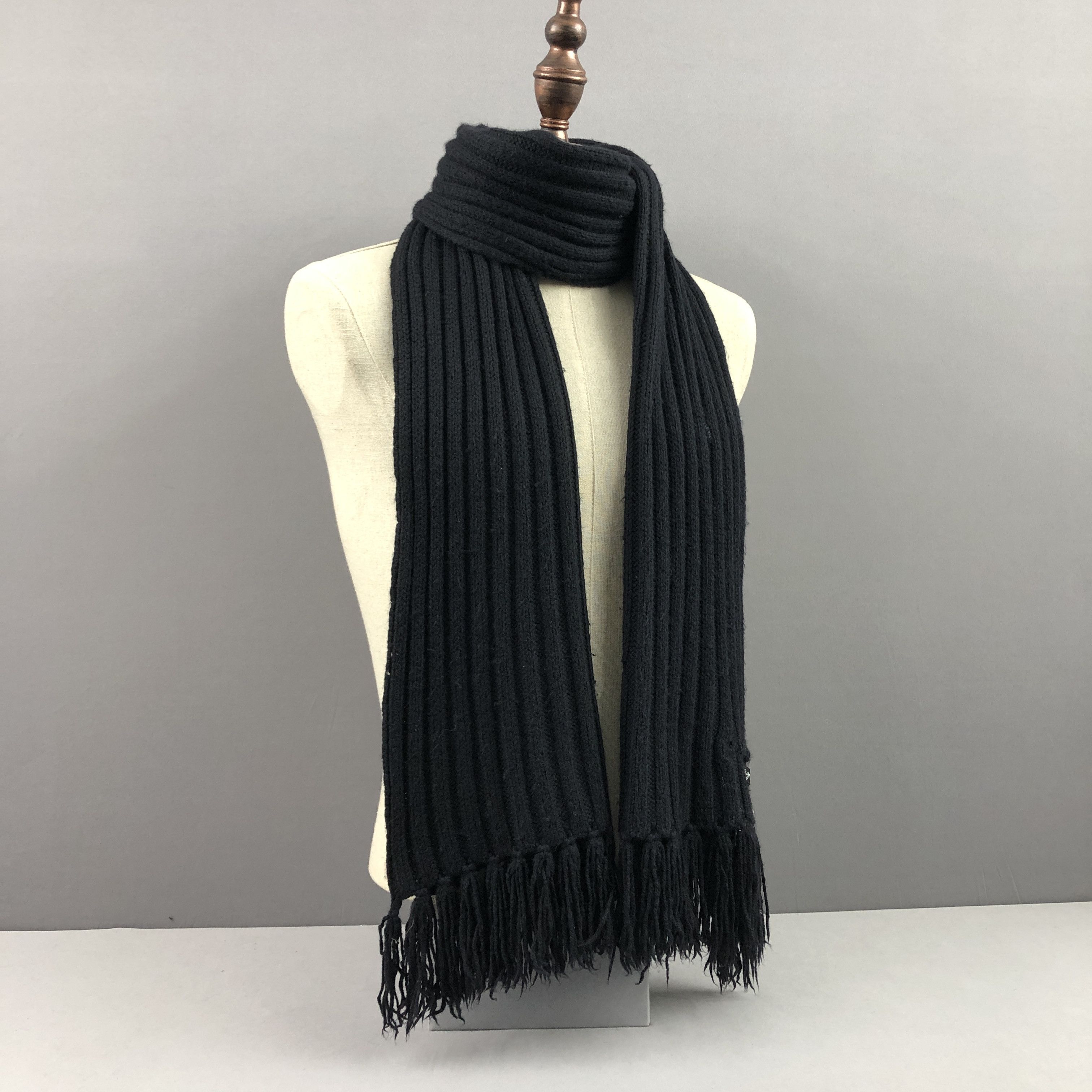 agnes b. Vintage Agnes B Scarf Ripped Ribbed Knit Wool Scarves Size ONE SIZE - 3 Thumbnail