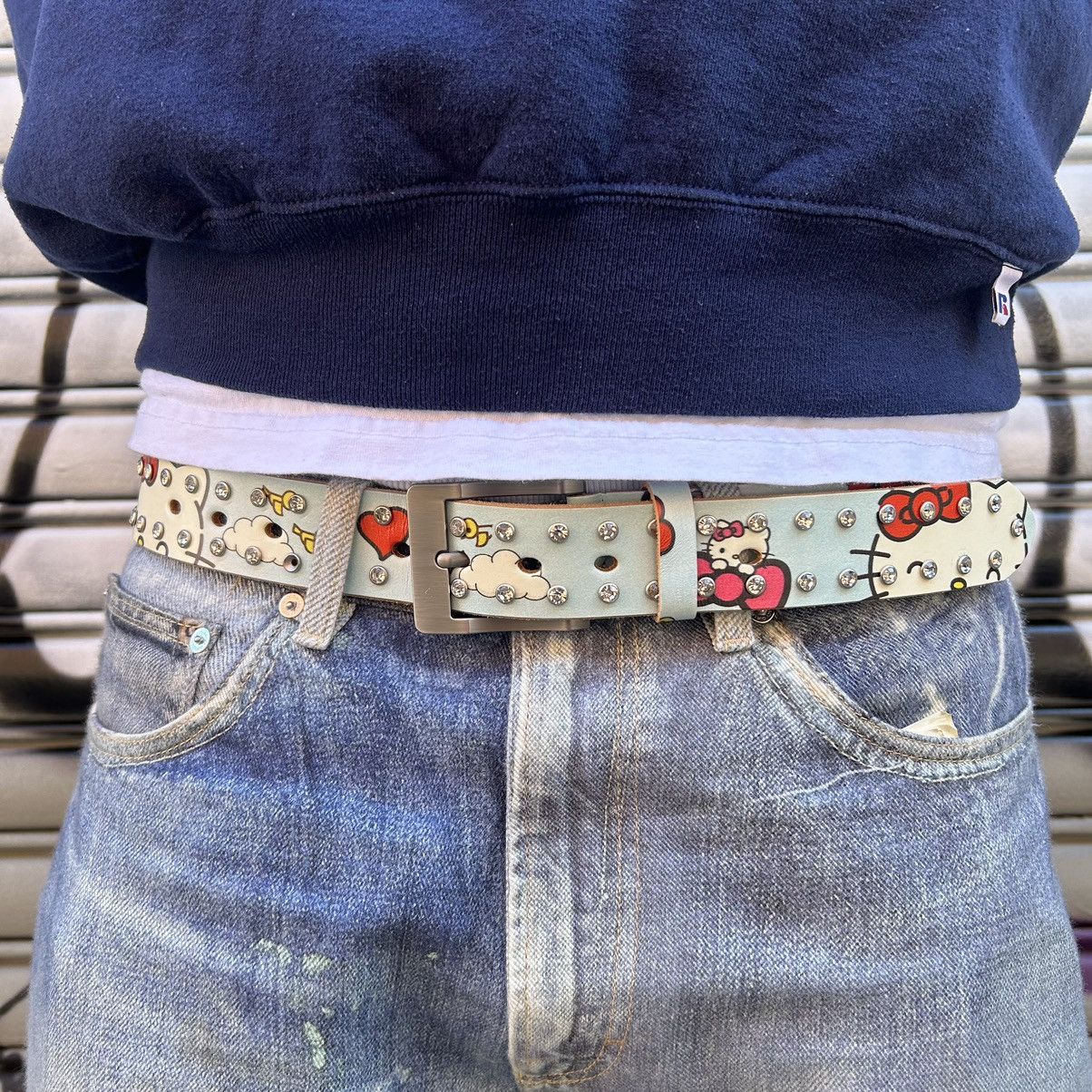Ed Hardy × Japanese Brand Leo Ryder “Kitty” Print rhinestone leather belt Size ONE SIZE - 1 Thumbnail