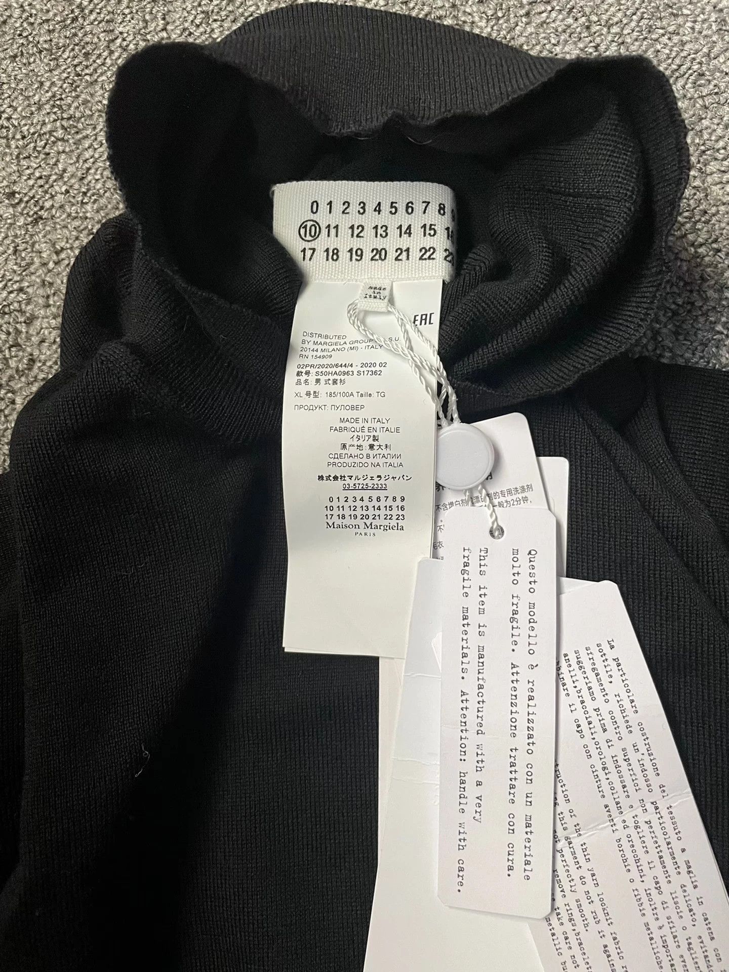 Maison Margiela Maison Margiela New Black Topstitched Wool T-neck Sweater XL Size US XL / EU 56 / 4 - 4 Thumbnail