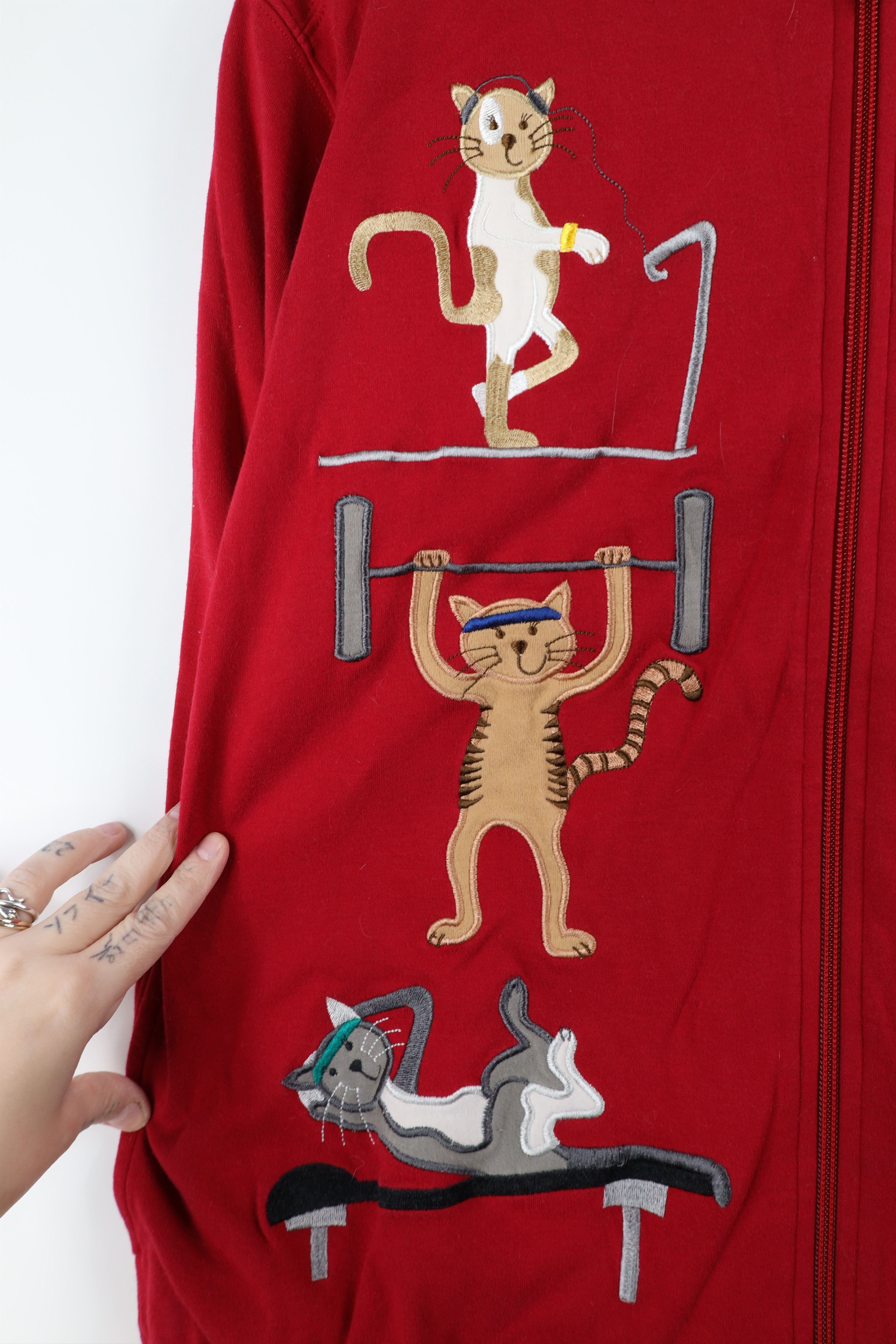 Vintage Vintage 90s Streetwear Cat Kitten Gym Full Zip Sweatshirt Size M / US 6-8 / IT 42-44 - 4 Thumbnail