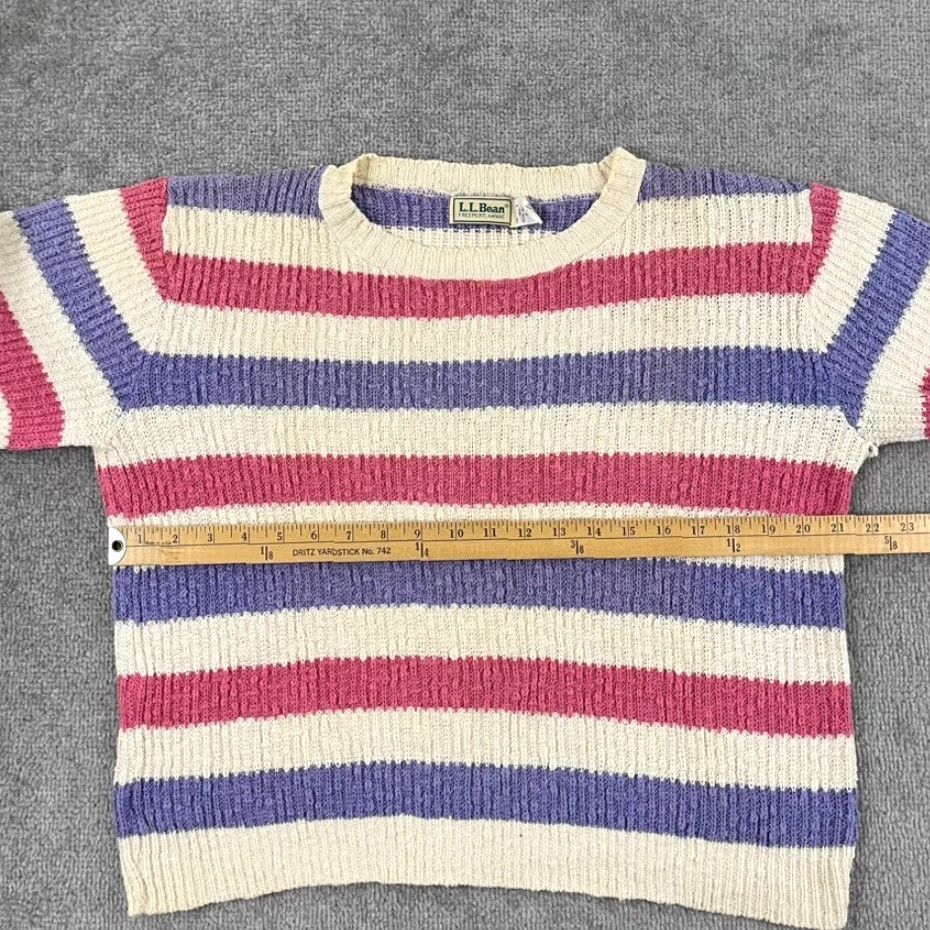 Vintage VINTAGE L.L. BEAN Women's Sweater Pullover Knit 90s Striped Casual Warm Fall Winter Pink Purple White M Size M / US 6-8 / IT 42-44 - 4 Thumbnail