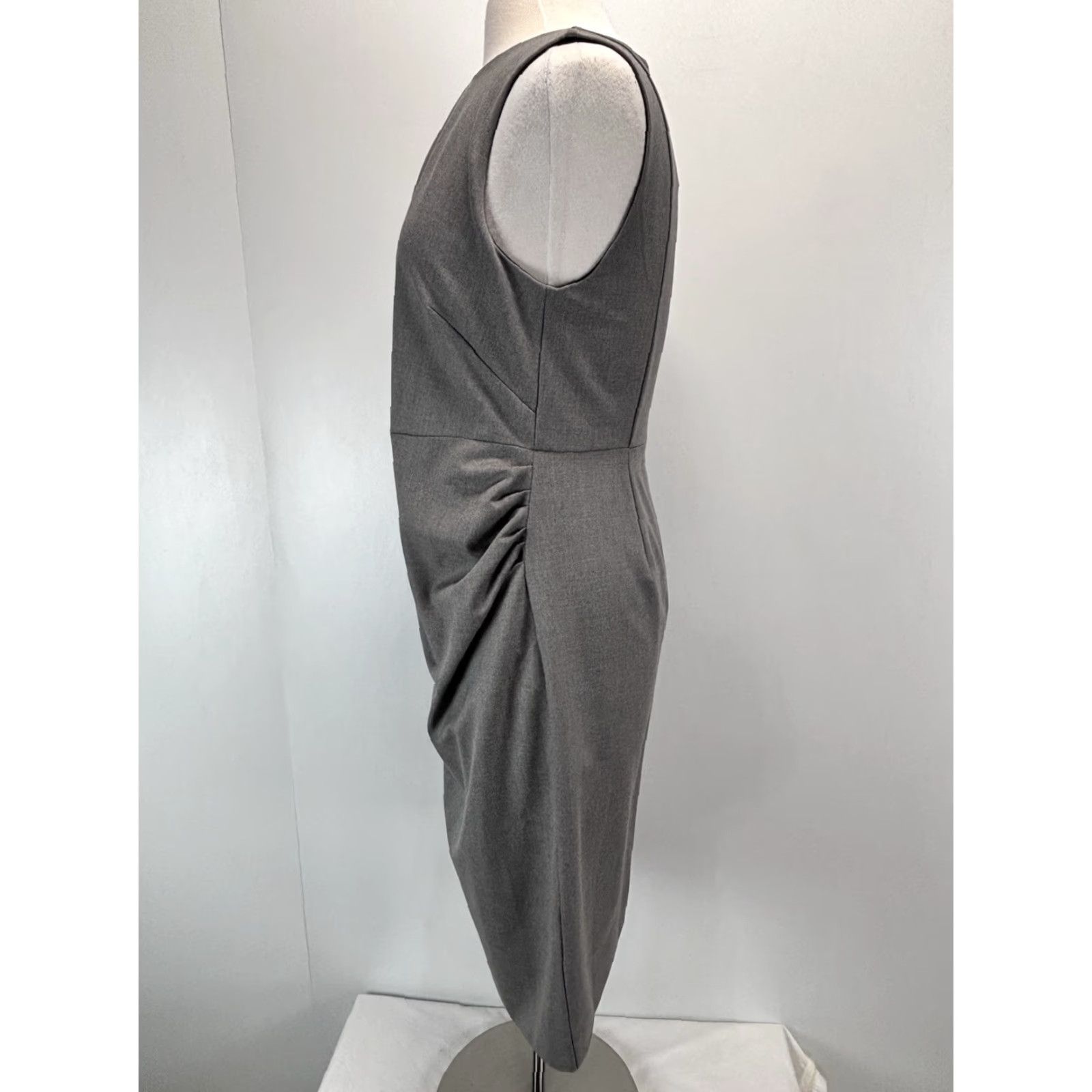 J.Crew NEW! J. Crew Dress Sz 8 Grey Ruched Sheath Sleeveless Career Business Women’s Size M / US 6-8 / IT 42-44 - 2 Thumbnail