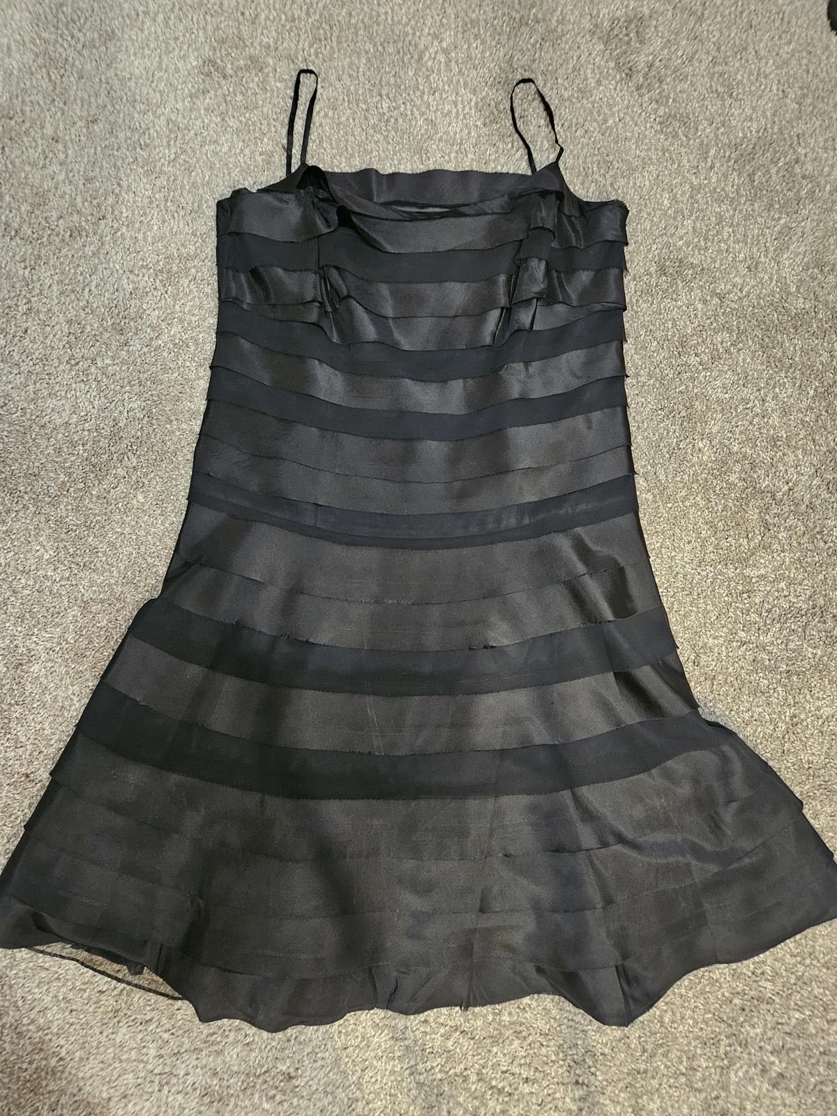 Ann Taylor Ann Taylor Black Satin Layered Dress Size XL / US 12-14 / IT 48-50 - 5 Thumbnail