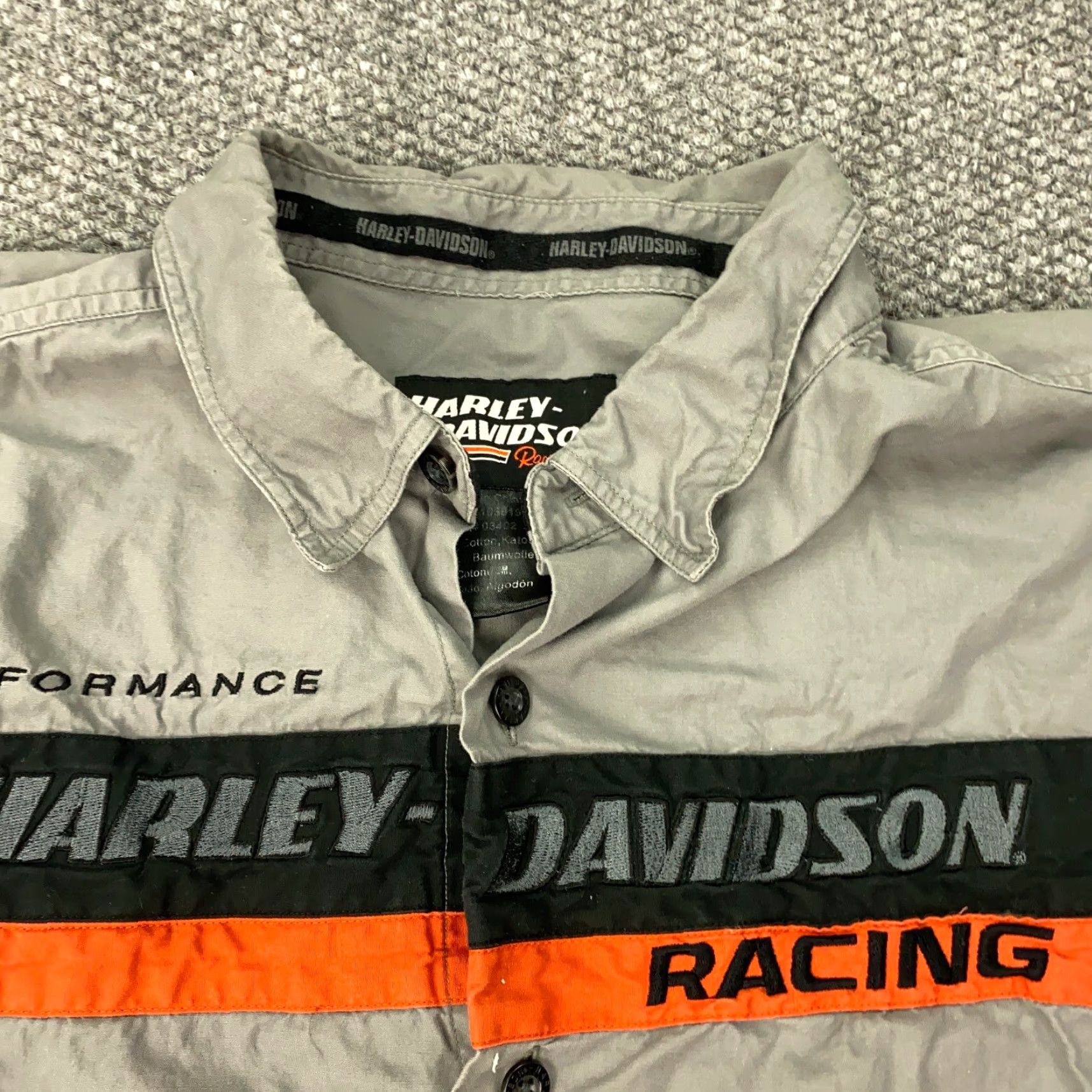 Harley Davidson HARLEY-DAVIDSON Racing Garage Shirt Button-Up Mens 2XL Gray Colorblock Biker Casual Size US XXL / EU 58 / 5 - 5 Thumbnail