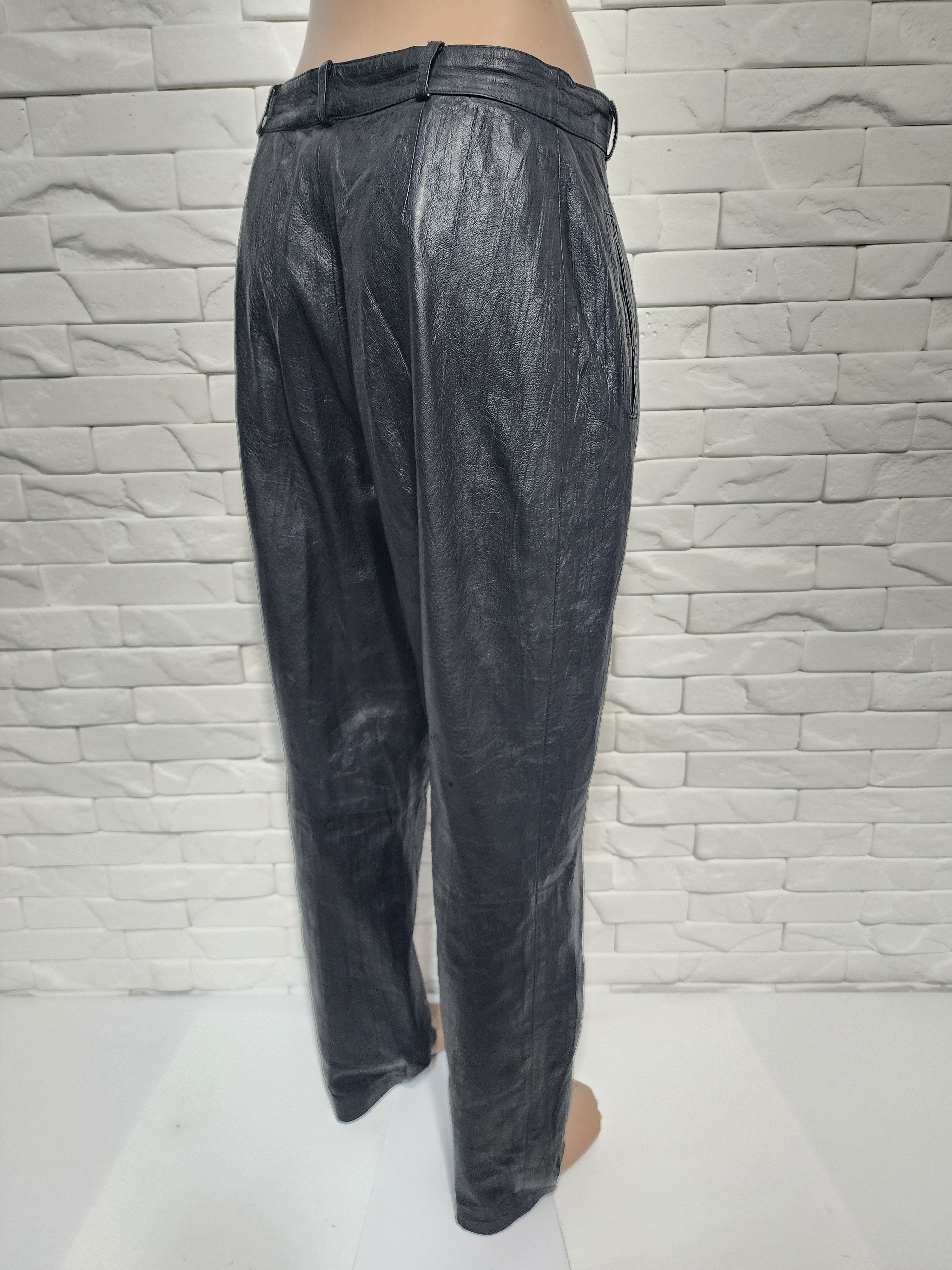 Genuine Leather Vintage Black Leather Pants: Men's Soft Leather Trousers Size US 29 - 6 Thumbnail