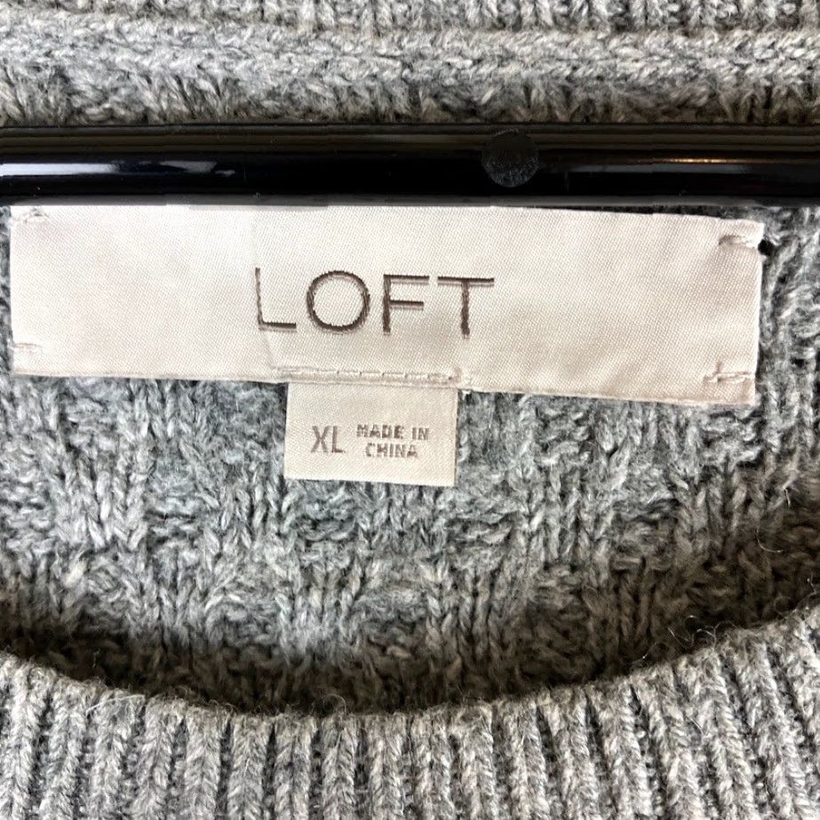 Loft LOFT Womens Sweater Gray Crew Wool Blend Long Sleeve Open Knit Stretch XL Pullover Knit Casual Workwear Mens? Size XL / US 12-14 / IT 48-50 - 6 Thumbnail