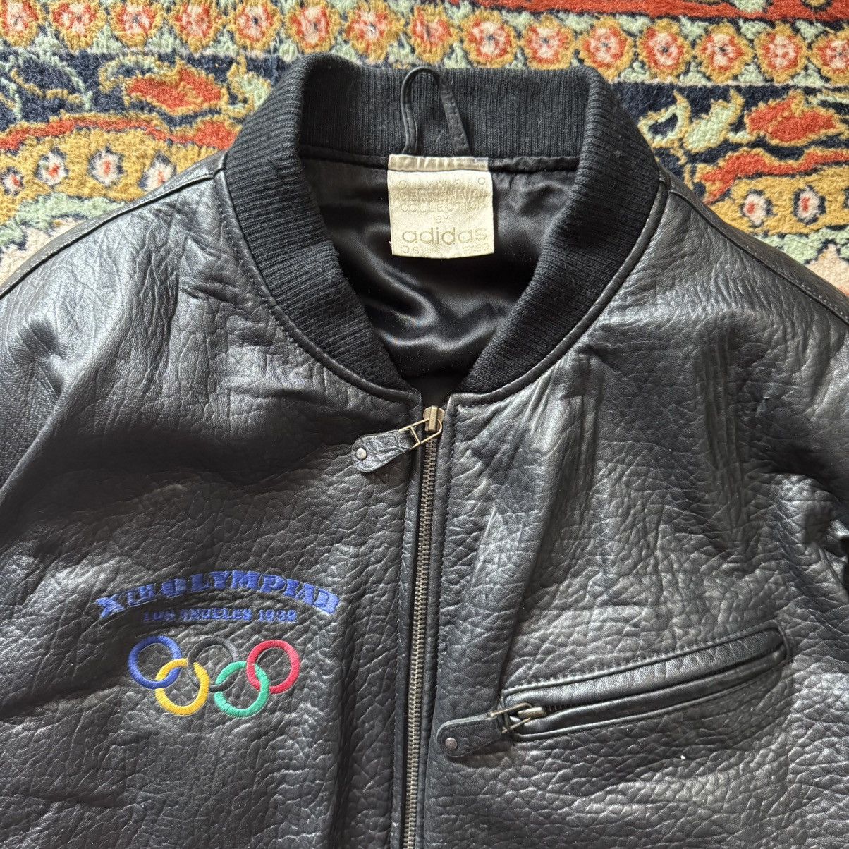 Adidas Vintage olympic games Adidas leather jacket Size US L / EU 52-54 / 3 - 2 Thumbnail