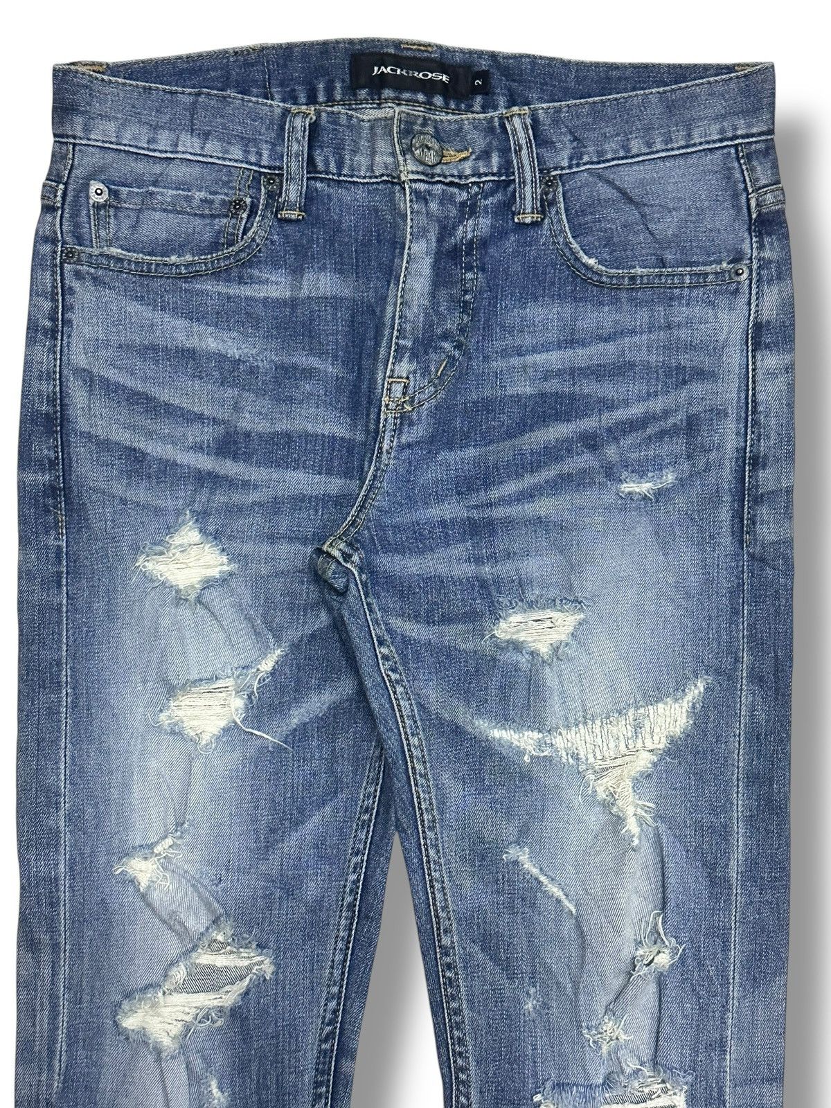 JACKROSE JACKROSE Vintage JAPAN Straight Jean Distressed & Faded Wash Size US 30 / EU 46 - 4 Thumbnail