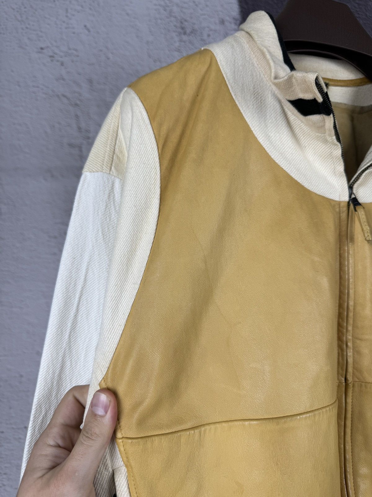 GF Ferre Gianfranco Ferre leather canvas made in Italy jacket rare Size US M / EU 48-50 / 2 - 10 Thumbnail