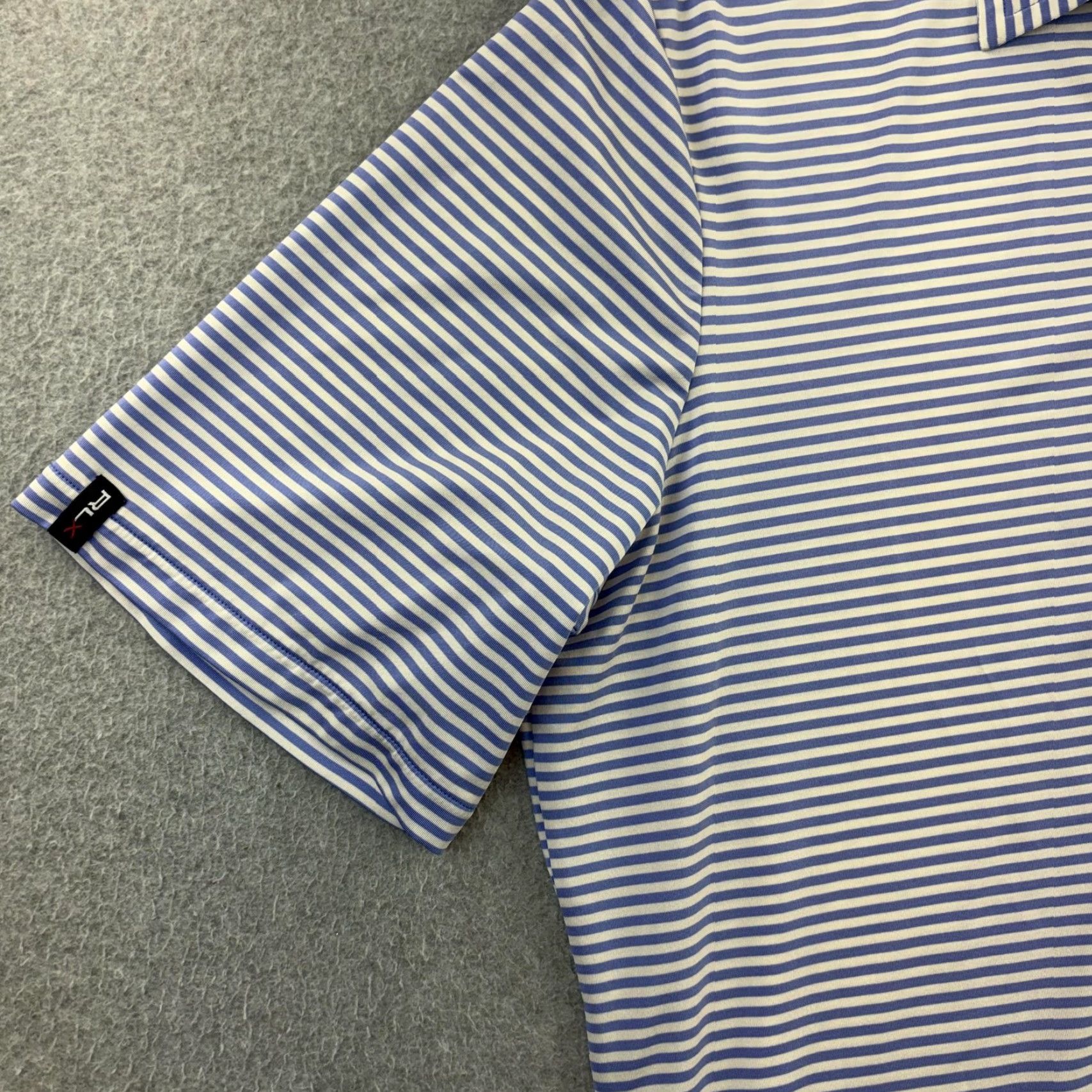 RLX Ralph Lauren RLX Ralph Lauren Polo Shirt Mens Large Blue Stripe Short Sleeve Golf Adult Size US L / EU 52-54 / 3 - 6 Thumbnail