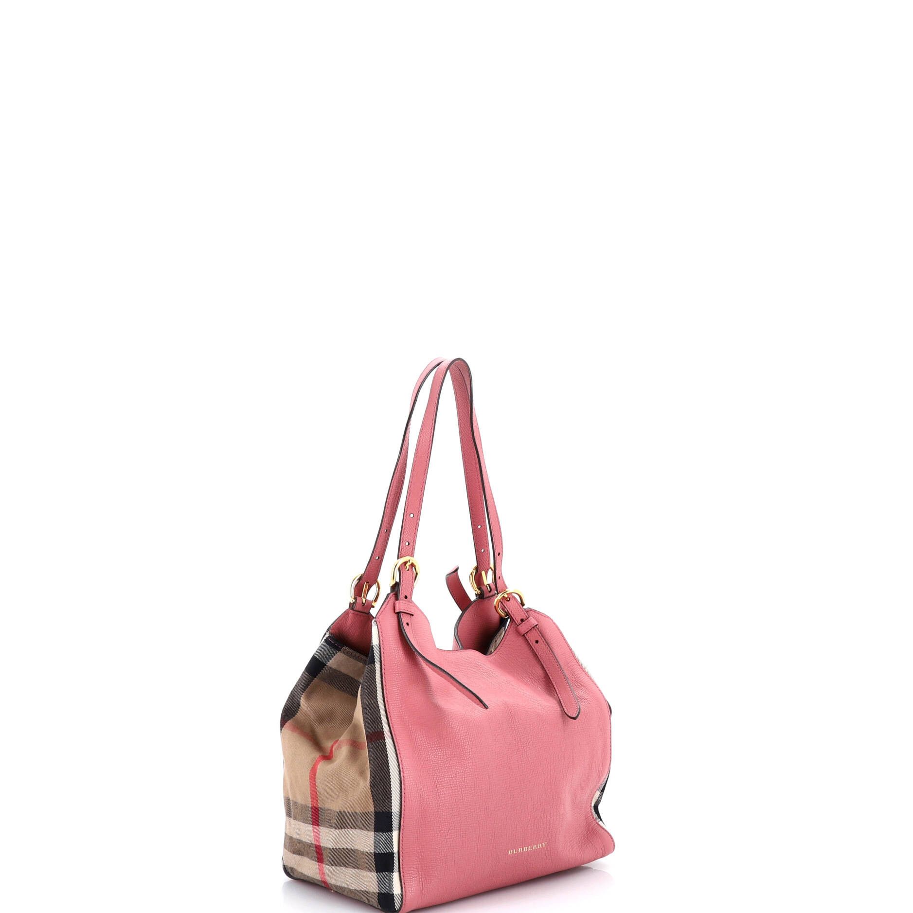 Canterbury Tote Leather and House Check Canvas Small