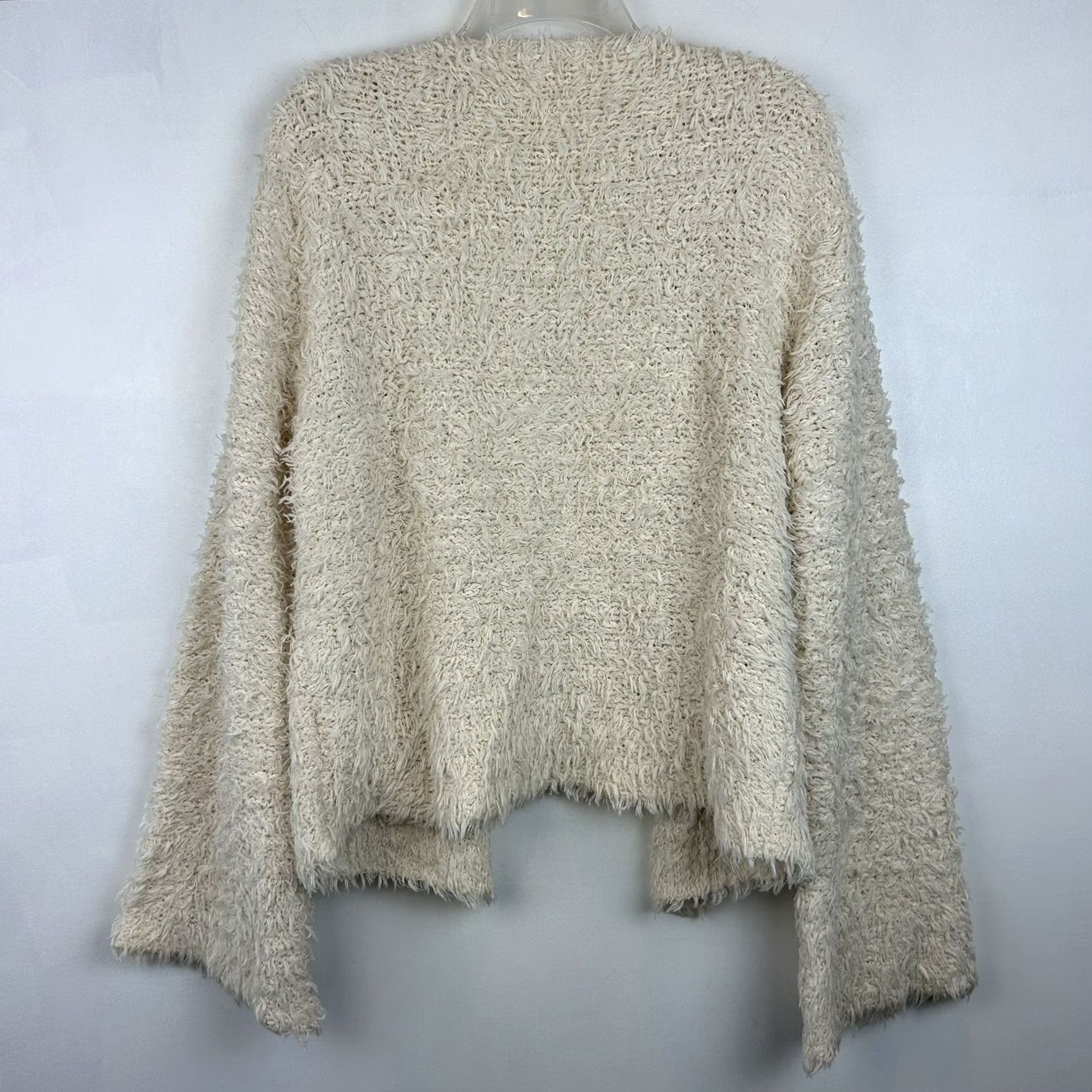 P.E Nation Nation LTD Cardigan Sweater Women L Ivory Bell Sleeve Open Front Frayed Hem Velvet Casual Vintage: No (Top) Size L / US 10 / IT 46 - 2 Thumbnail