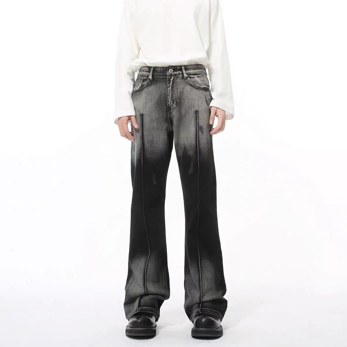 Japanese Brand × Jean Washed black and white gradient micro flare vintage jeans Size US 32 / EU 48 - 3 Thumbnail