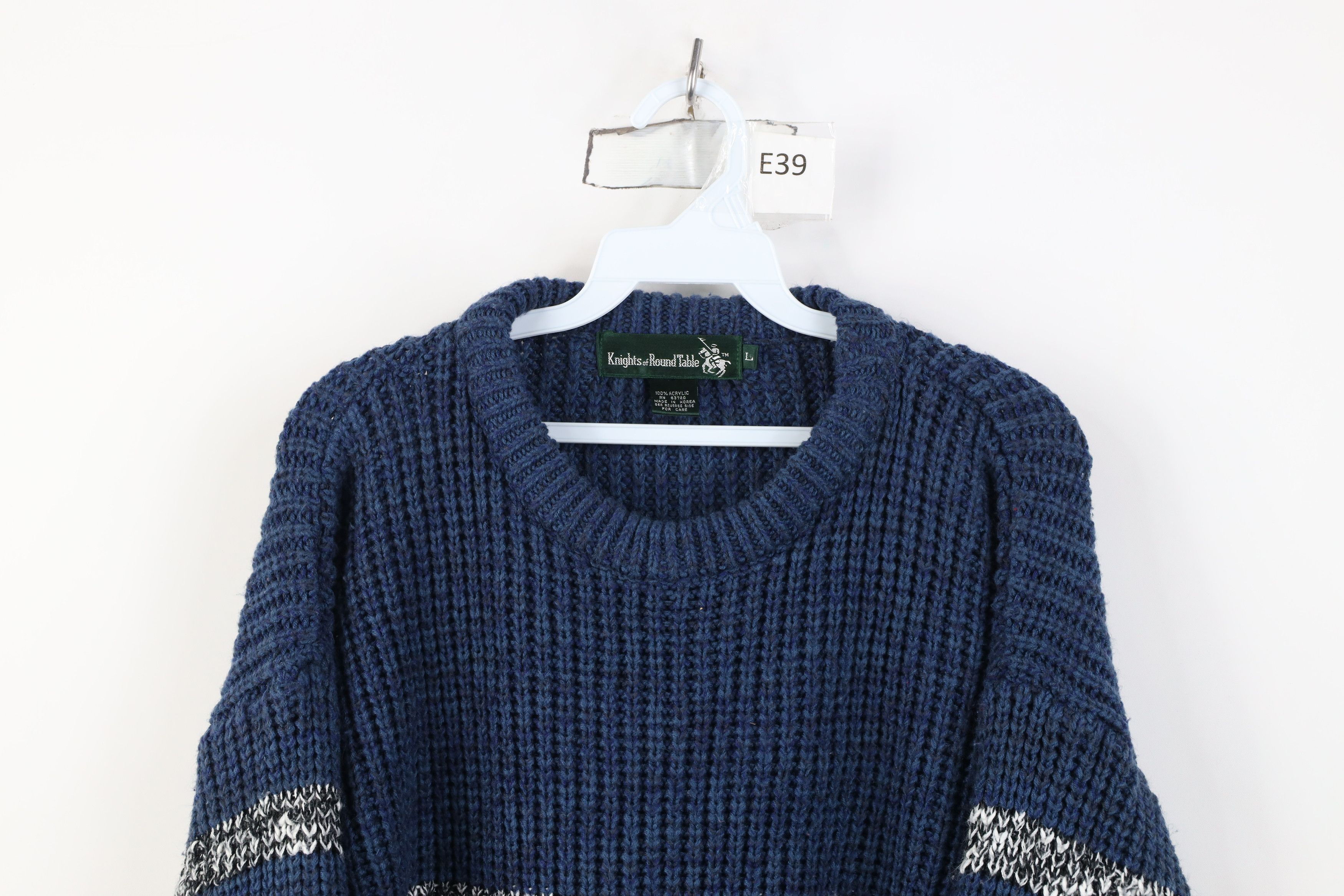 Vintage Vintage 90s Streetwear Chunky Ribbed Knit Crewneck Sweater Size US L / EU 52-54 / 3 - 2 Thumbnail