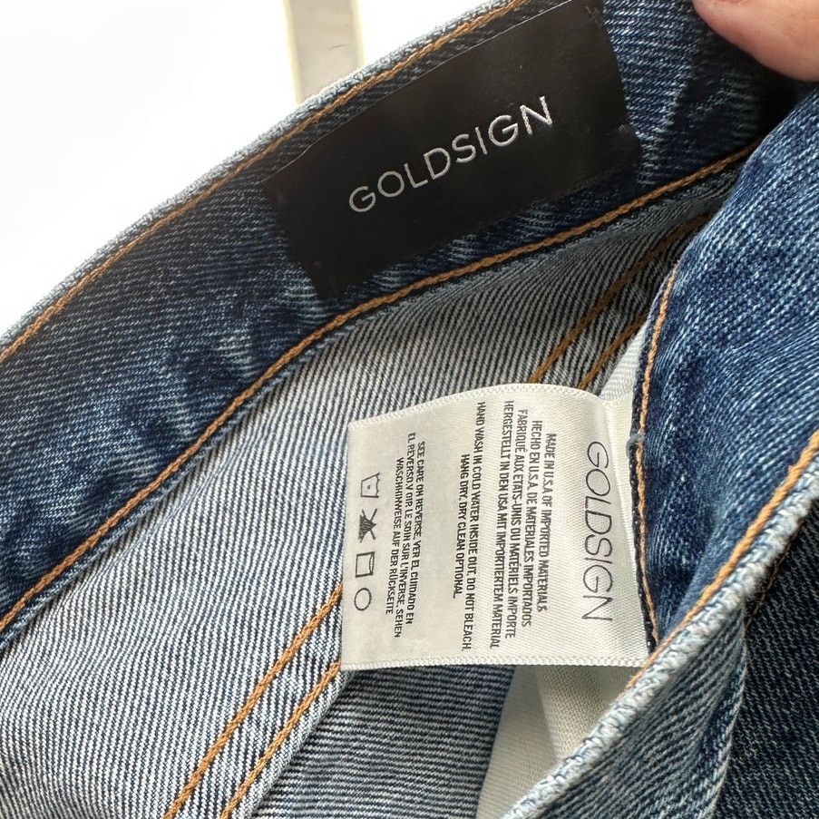 GOLDSIGN Goldsign Gold Button Fly Med Wash Straight Leg Crop Jeans 31 Size 31" - 10 Thumbnail